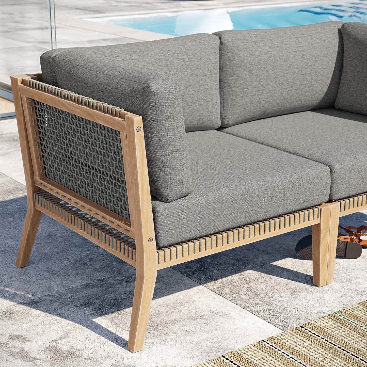 Clearwater Outdoor Patio Teak Wood Loveseat By Modway - EEI-6119 | Outdoor Sofas, Loveseats & Sectionals - 8