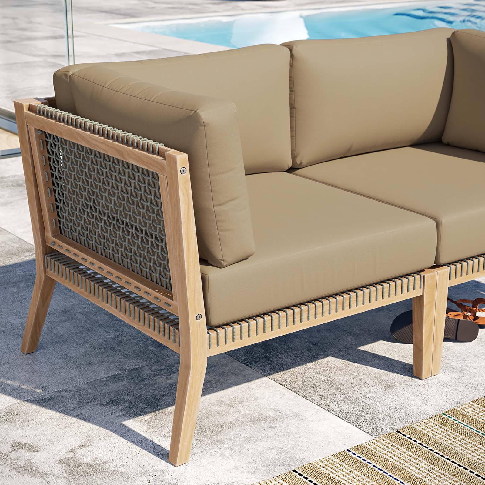 Clearwater Outdoor Patio Teak Wood Loveseat By Modway - EEI-6119 | Outdoor Sofas, Loveseats & Sectionals - 15