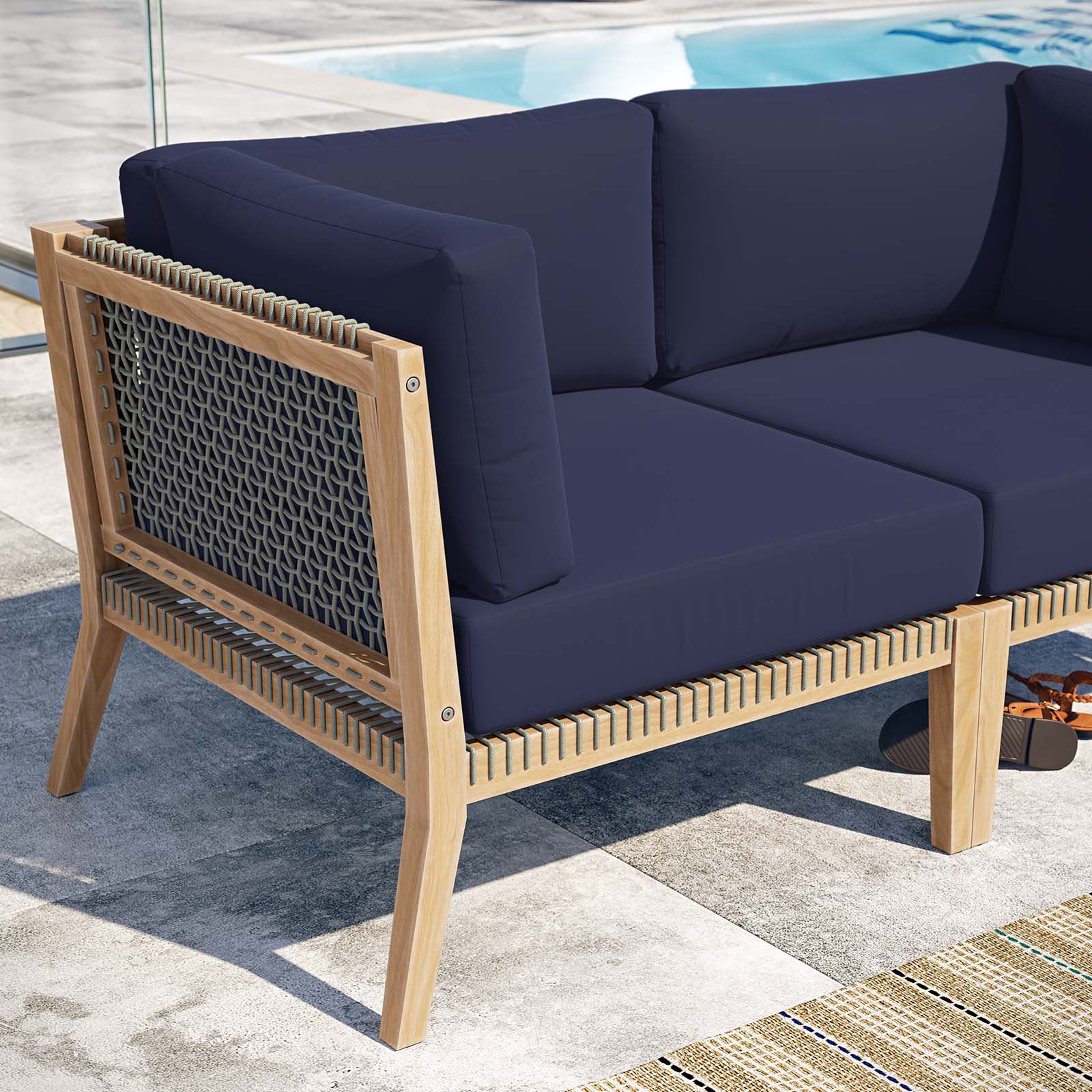 Clearwater Outdoor Patio Teak Wood Loveseat By Modway - EEI-6119 | Outdoor Sofas, Loveseats & Sectionals - 23