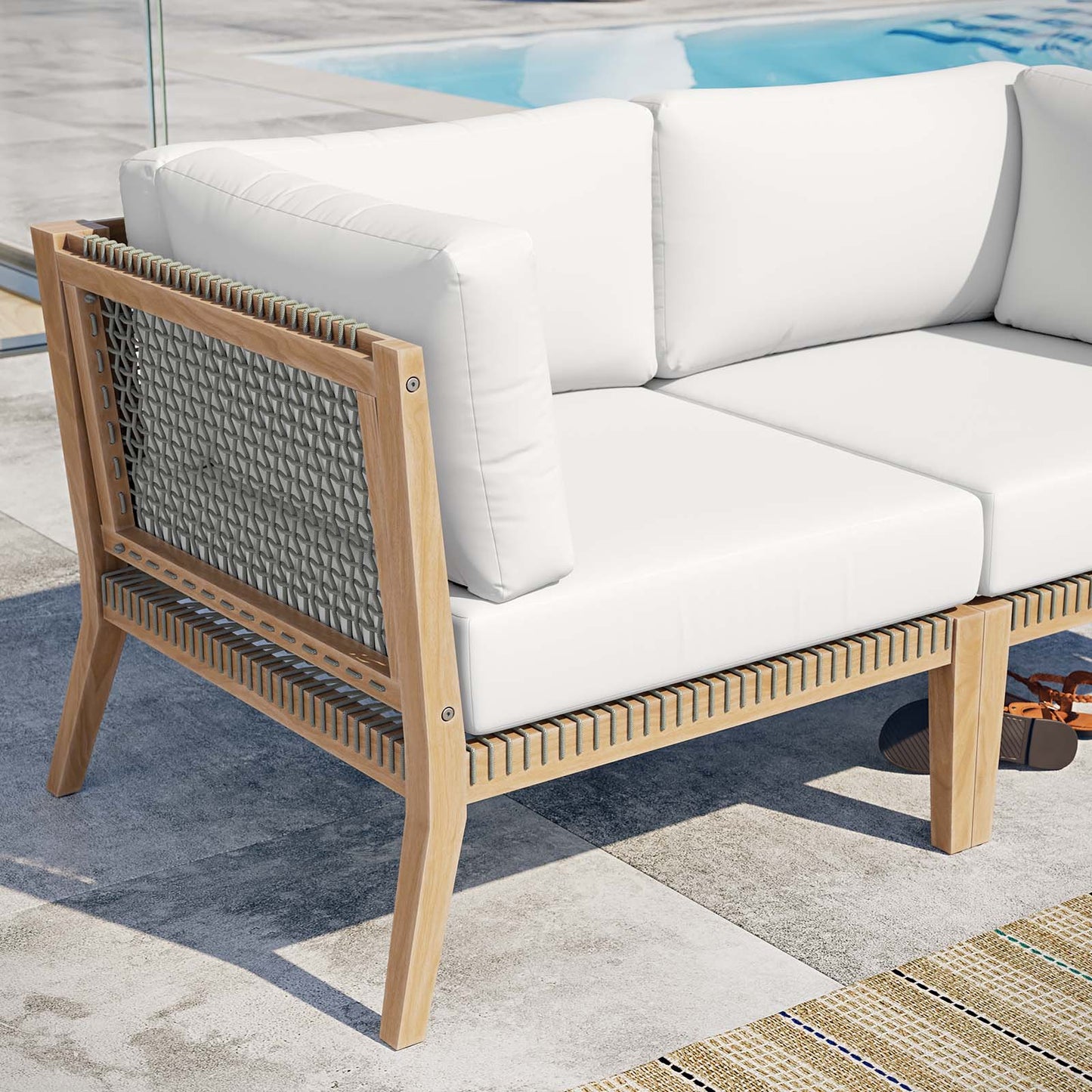 Clearwater Outdoor Patio Teak Wood Loveseat By Modway - EEI-6119 | Outdoor Sofas, Loveseats & Sectionals - 31