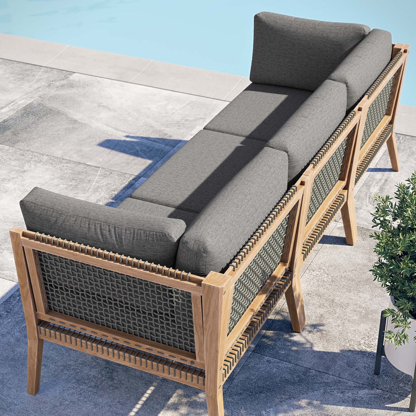 Clearwater Outdoor Patio Teak Wood Sofa By Modway - EEI-6120 | Outdoor Sofas, Loveseats & Sectionals - 3