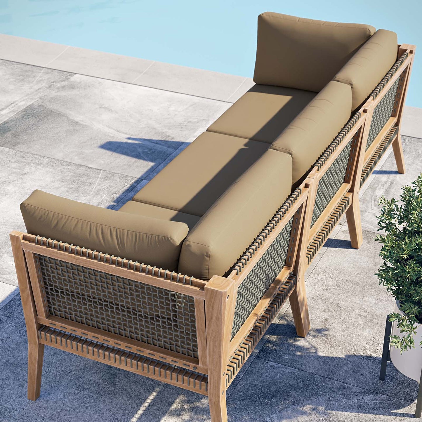 Clearwater Outdoor Patio Teak Wood Sofa By Modway - EEI-6120 | Outdoor Sofas, Loveseats & Sectionals - 12
