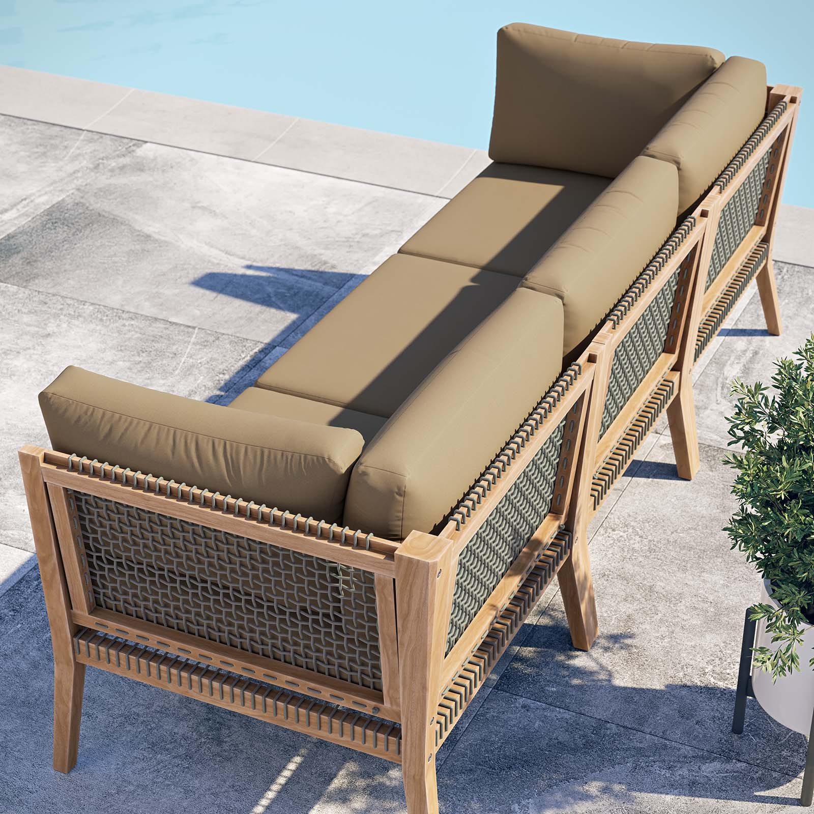 Clearwater Outdoor Patio Teak Wood Sofa By Modway - EEI-6120 | Outdoor Sofas, Loveseats & Sectionals - 12