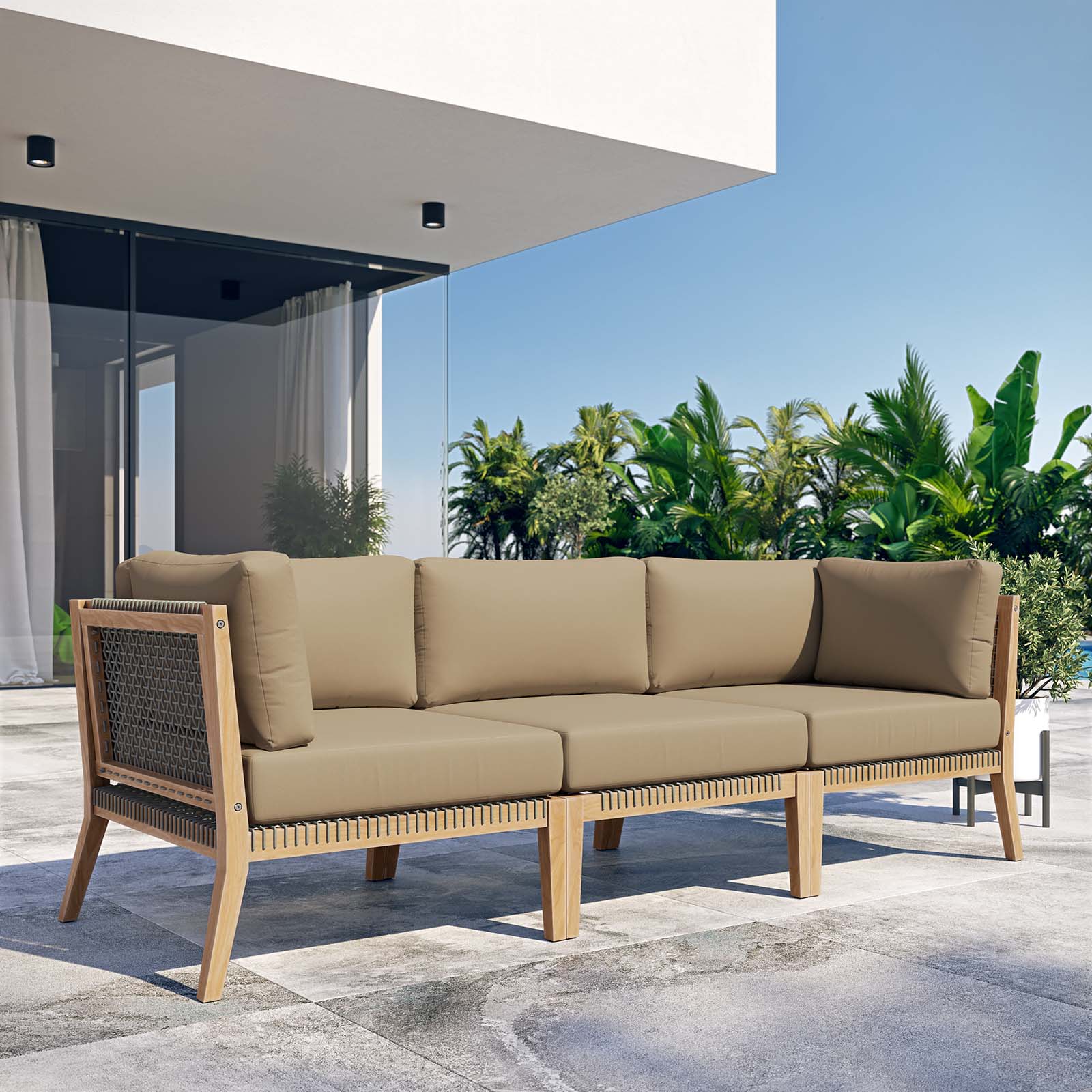 Clearwater Outdoor Patio Teak Wood Sofa By Modway - EEI-6120 | Outdoor Sofas, Loveseats & Sectionals - 13