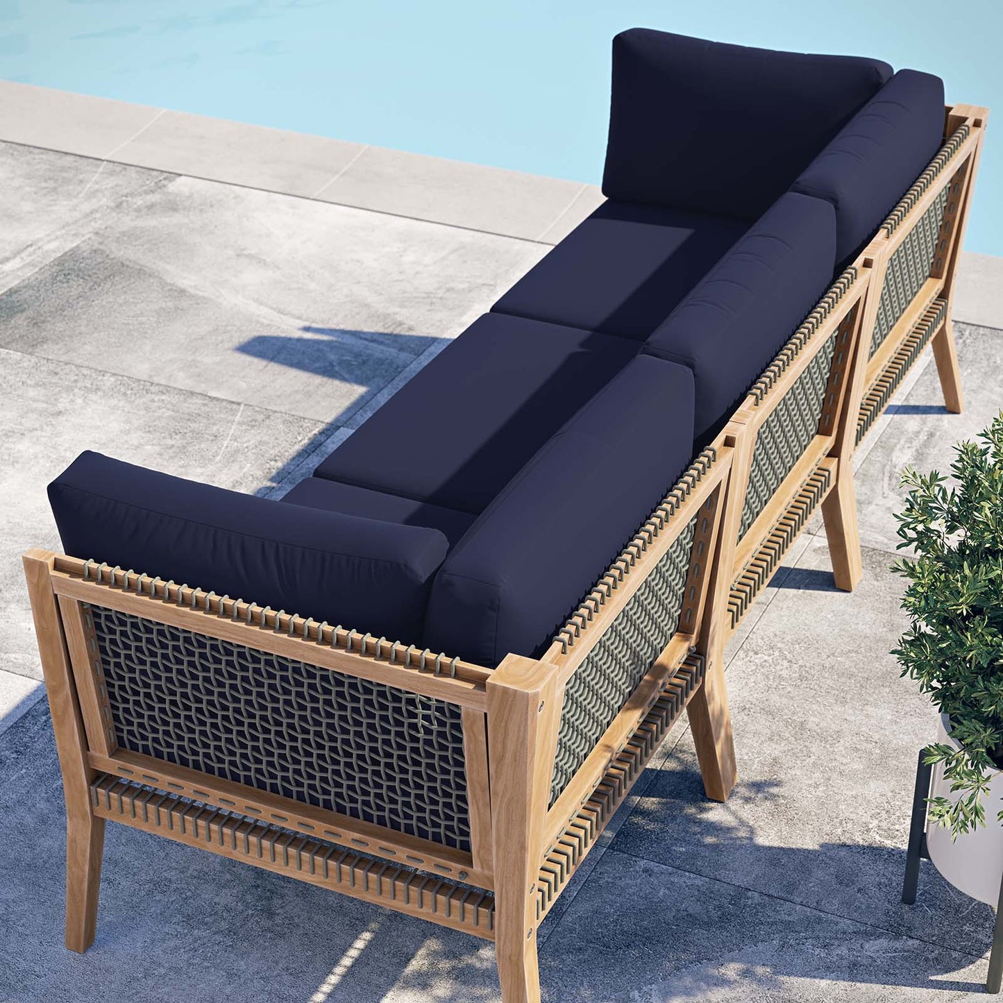 Clearwater Outdoor Patio Teak Wood Sofa By Modway - EEI-6120 | Outdoor Sofas, Loveseats & Sectionals - 22