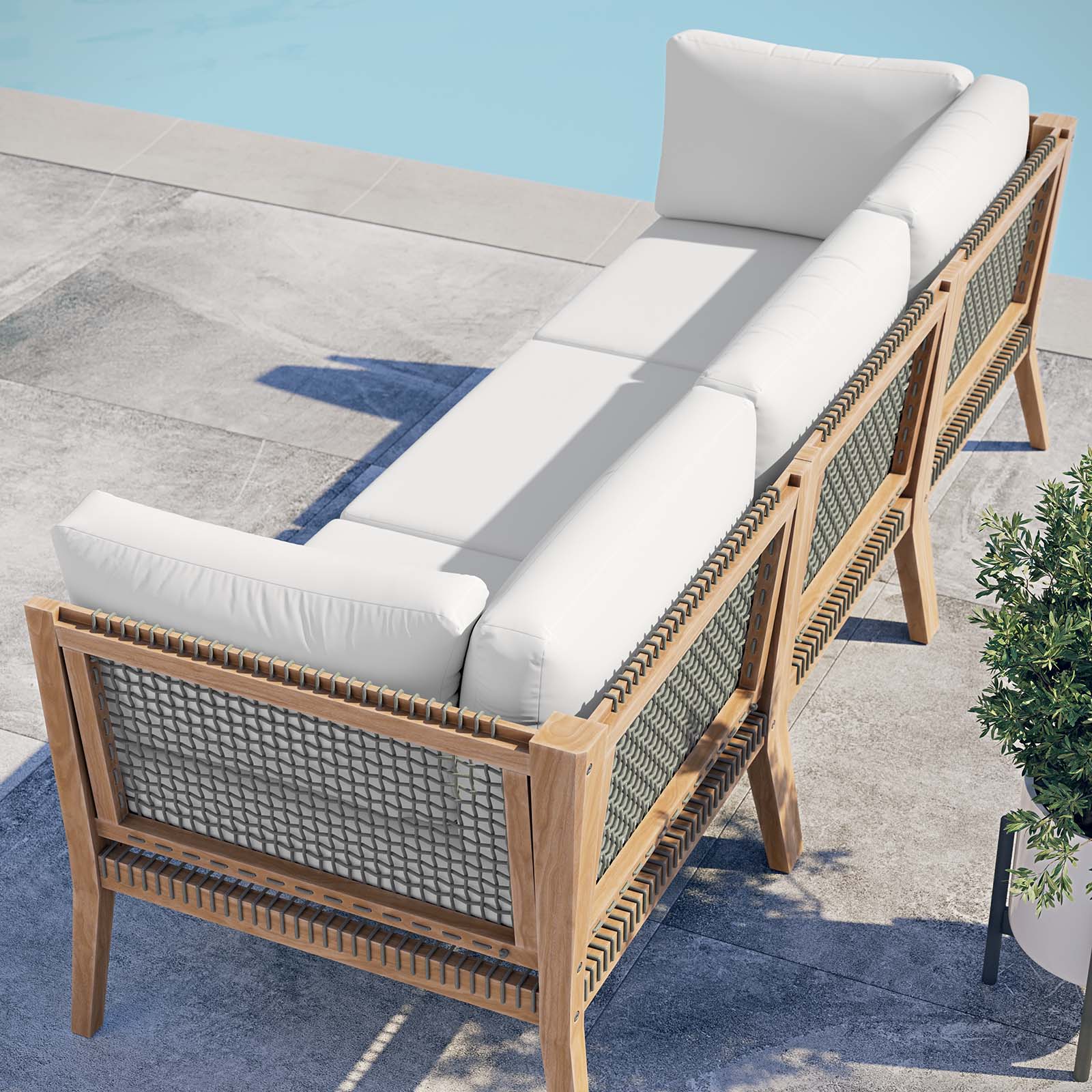 Clearwater Outdoor Patio Teak Wood Sofa By Modway - EEI-6120 | Outdoor Sofas, Loveseats & Sectionals - 32