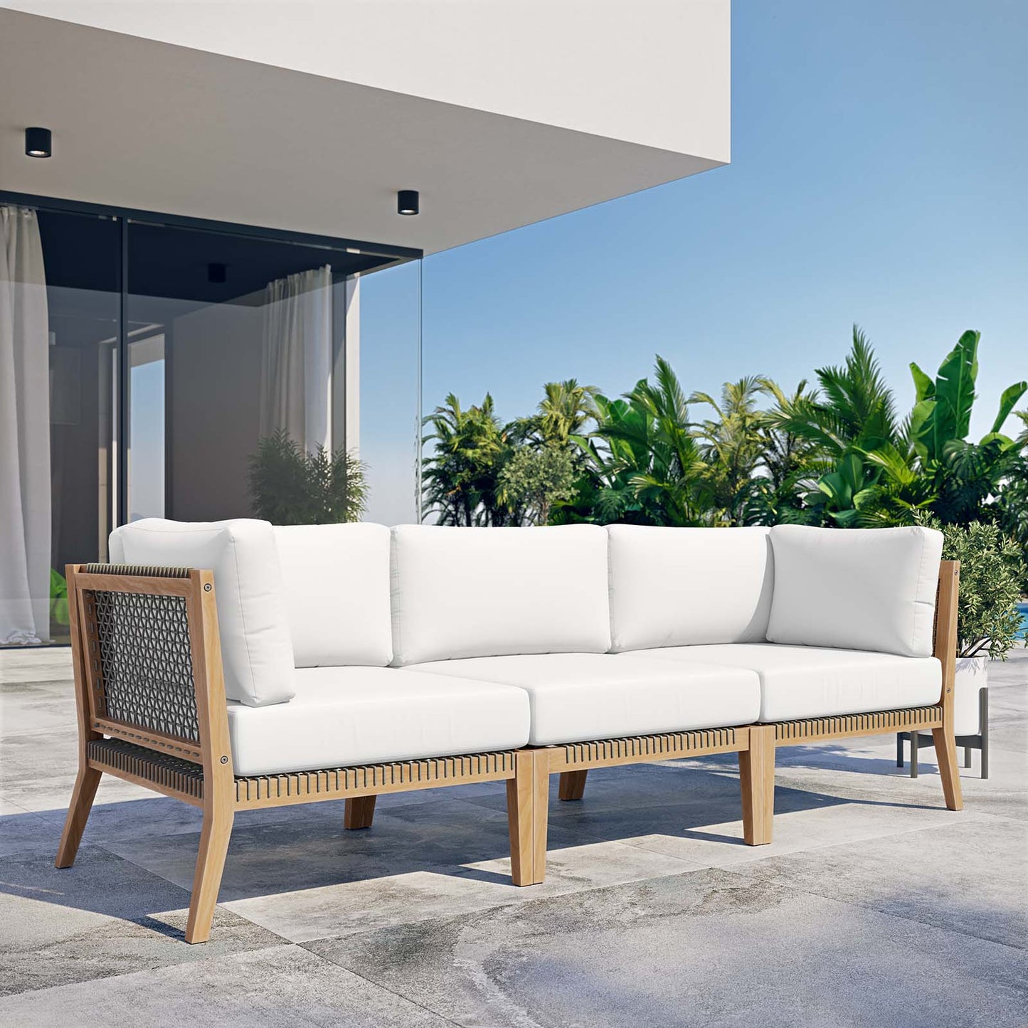 Clearwater Outdoor Patio Teak Wood Sofa By Modway - EEI-6120 | Outdoor Sofas, Loveseats & Sectionals - 33