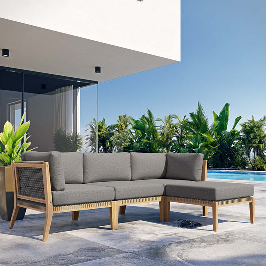 Clearwater Outdoor Patio Teak Wood 4-Piece Sectional Sofa By Modway - EEI-6121 | Outdoor Sofas, Loveseats & Sectionals
