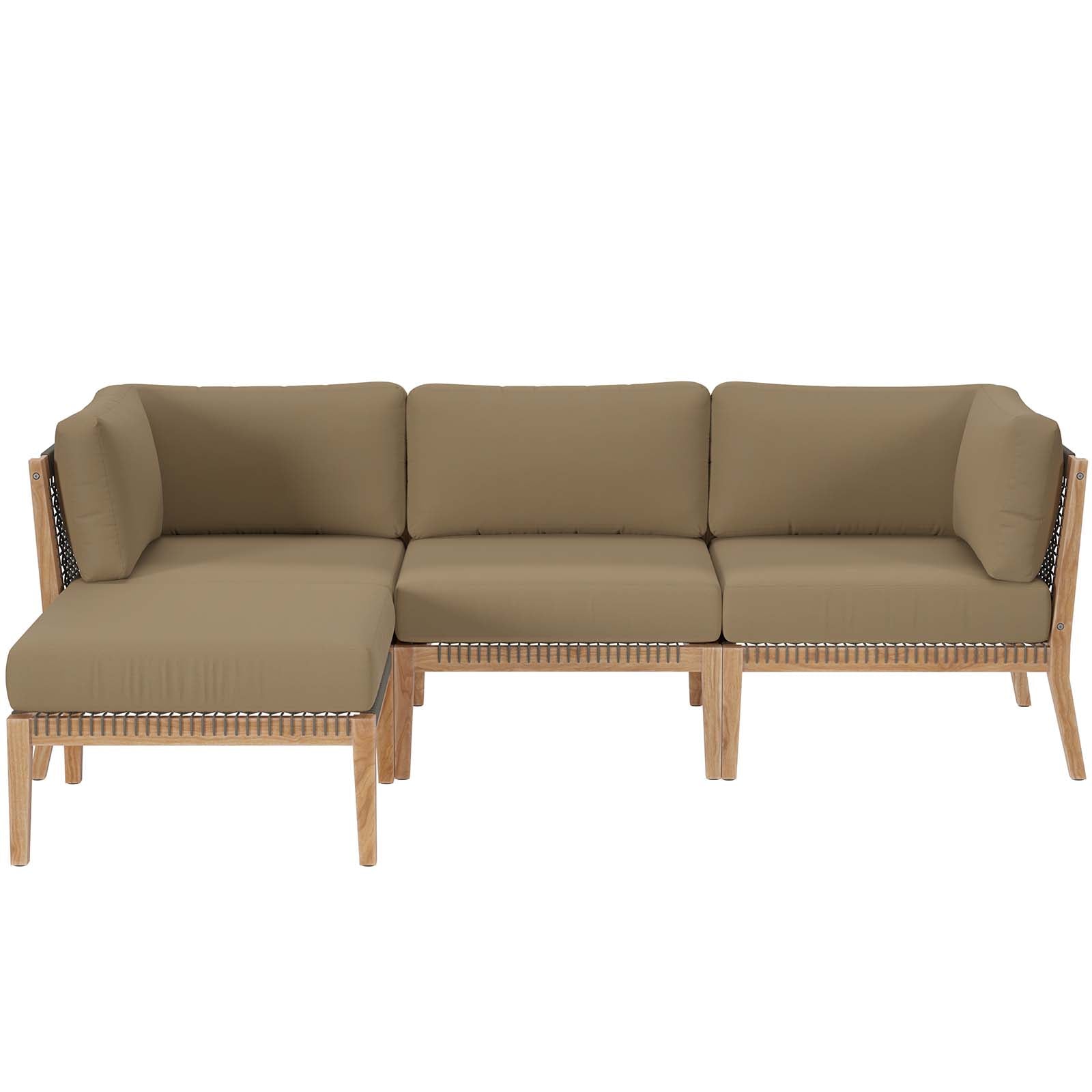 Clearwater Outdoor Patio Teak Wood 4-Piece Sectional Sofa By Modway - EEI-6121 | Outdoor Sofas, Loveseats & Sectionals - 14