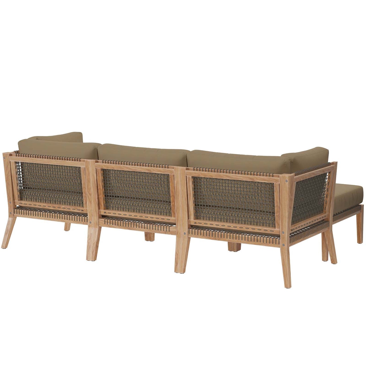 Clearwater Outdoor Patio Teak Wood 4-Piece Sectional Sofa By Modway - EEI-6121 | Outdoor Sofas, Loveseats & Sectionals - 20
