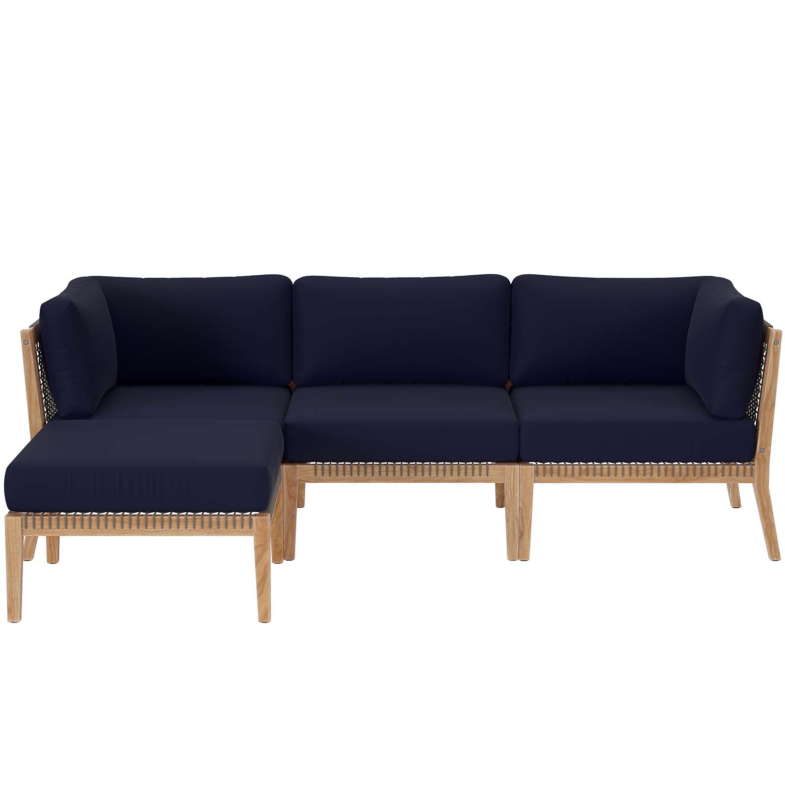 Clearwater Outdoor Patio Teak Wood 4-Piece Sectional Sofa By Modway - EEI-6121 | Outdoor Sofas, Loveseats & Sectionals - 27