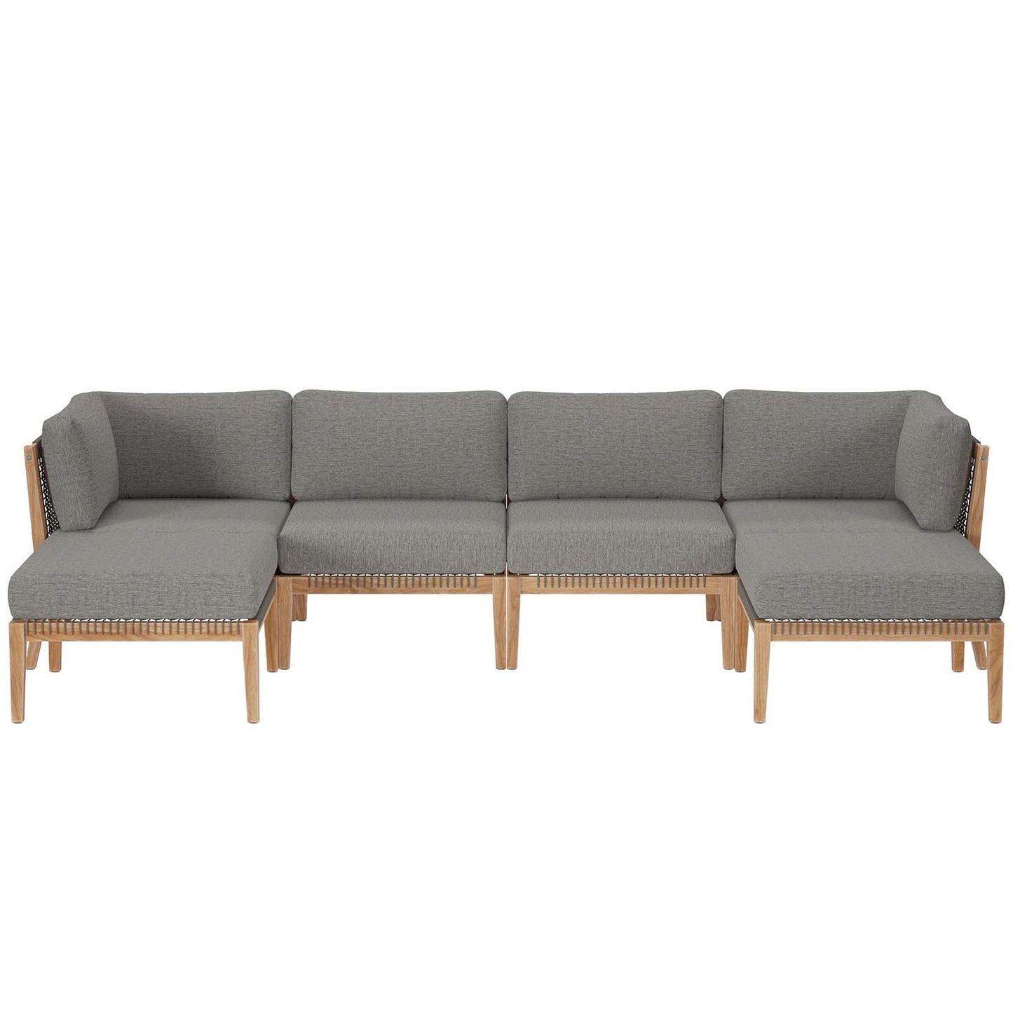 Clearwater Outdoor Patio Teak Wood 6-Piece Sectional Sofa By Modway - EEI-6122 | Outdoor Sofas, Loveseats & Sectionals - 2