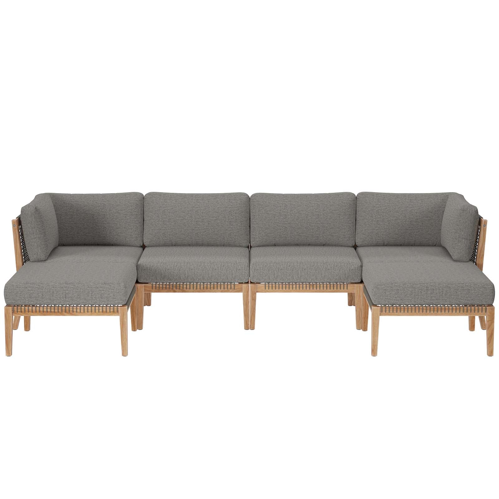 Clearwater Outdoor Patio Teak Wood 6-Piece Sectional Sofa By Modway - EEI-6122 | Outdoor Sofas, Loveseats & Sectionals - 2