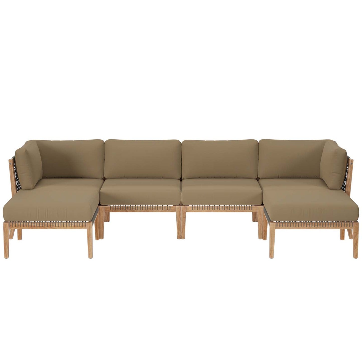 Clearwater Outdoor Patio Teak Wood 6-Piece Sectional Sofa By Modway - EEI-6122 | Outdoor Sofas, Loveseats & Sectionals - 14