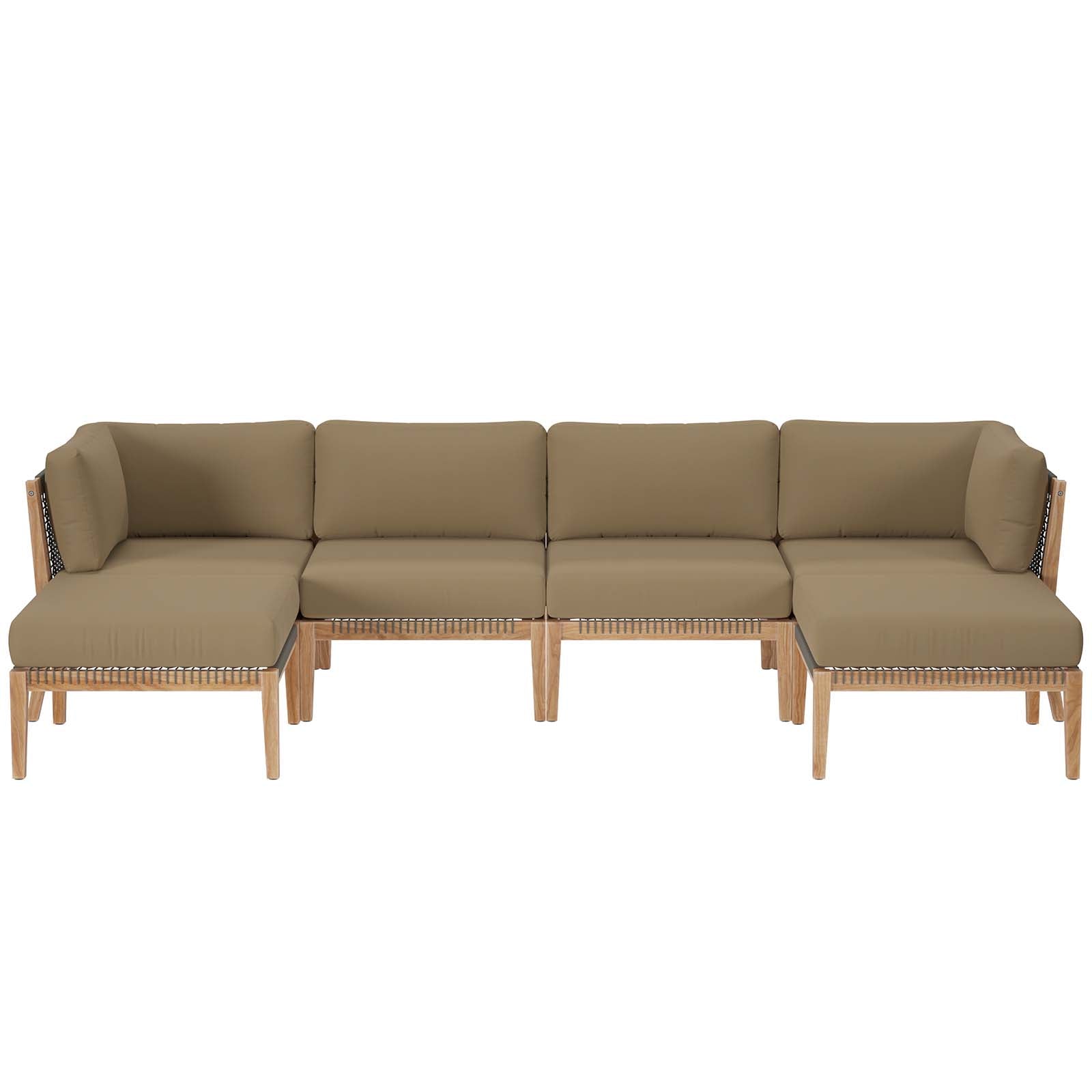 Clearwater Outdoor Patio Teak Wood 6-Piece Sectional Sofa By Modway - EEI-6122 | Outdoor Sofas, Loveseats & Sectionals - 14