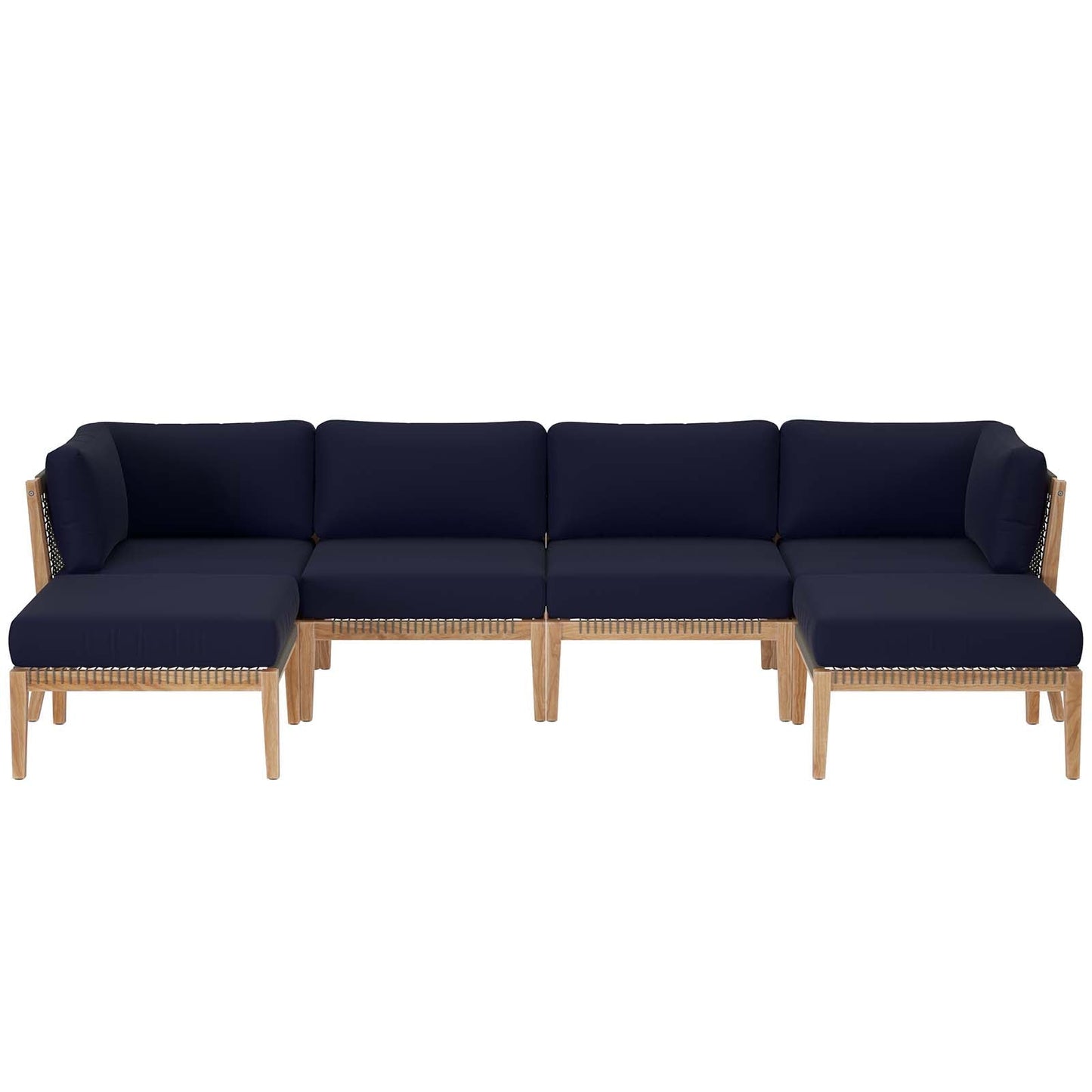 Clearwater Outdoor Patio Teak Wood 6-Piece Sectional Sofa By Modway - EEI-6122 | Outdoor Sofas, Loveseats & Sectionals - 27