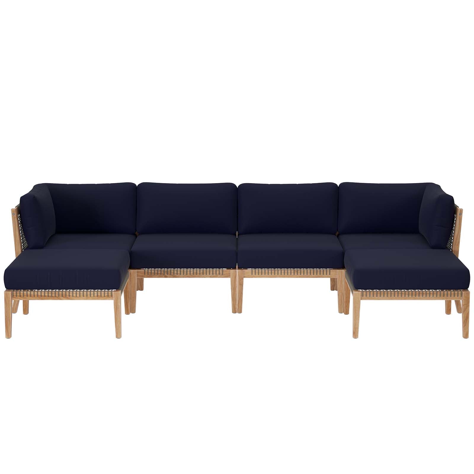 Clearwater Outdoor Patio Teak Wood 6-Piece Sectional Sofa By Modway - EEI-6122 | Outdoor Sofas, Loveseats & Sectionals - 27