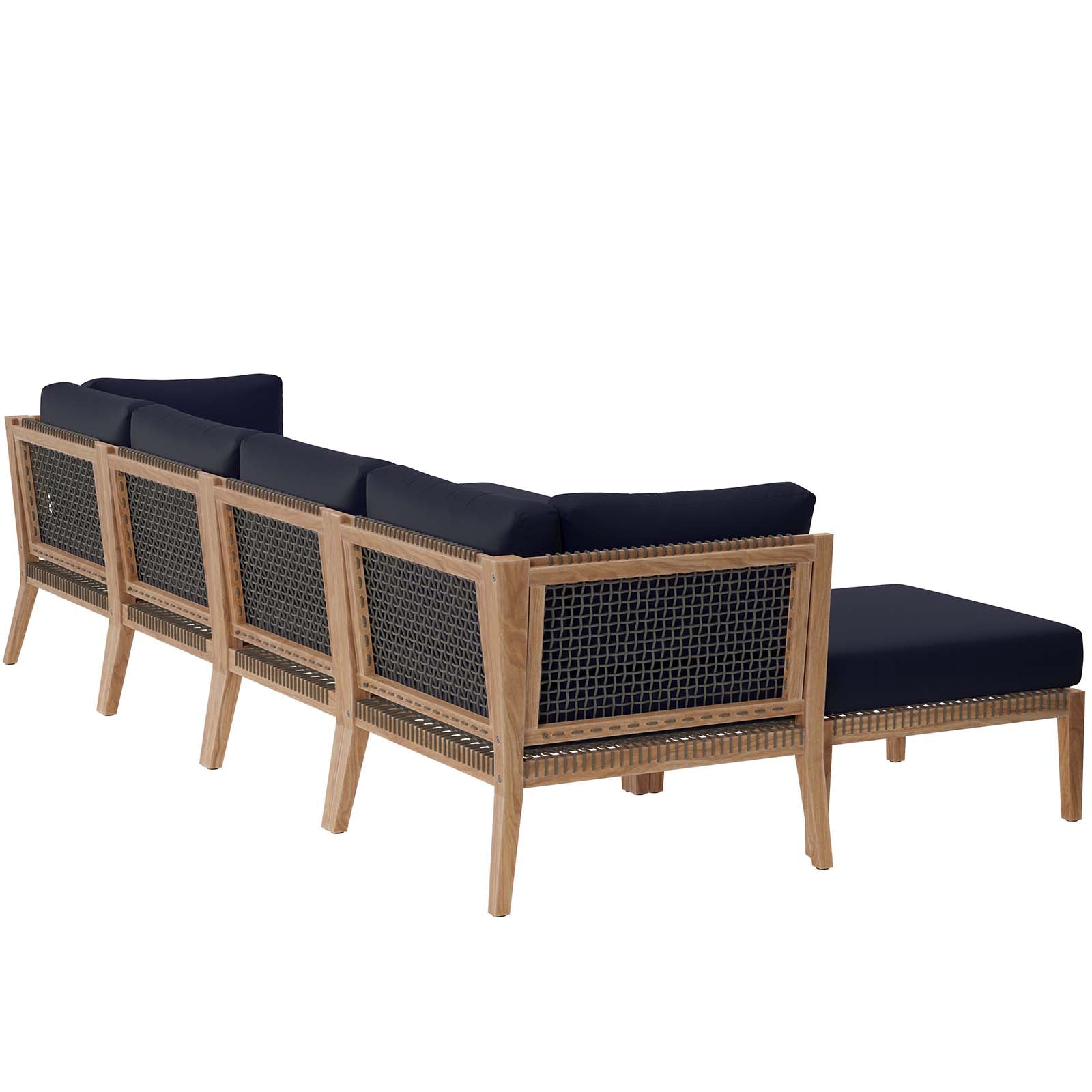 Clearwater Outdoor Patio Teak Wood 6-Piece Sectional Sofa By Modway - EEI-6122 | Outdoor Sofas, Loveseats & Sectionals - 33