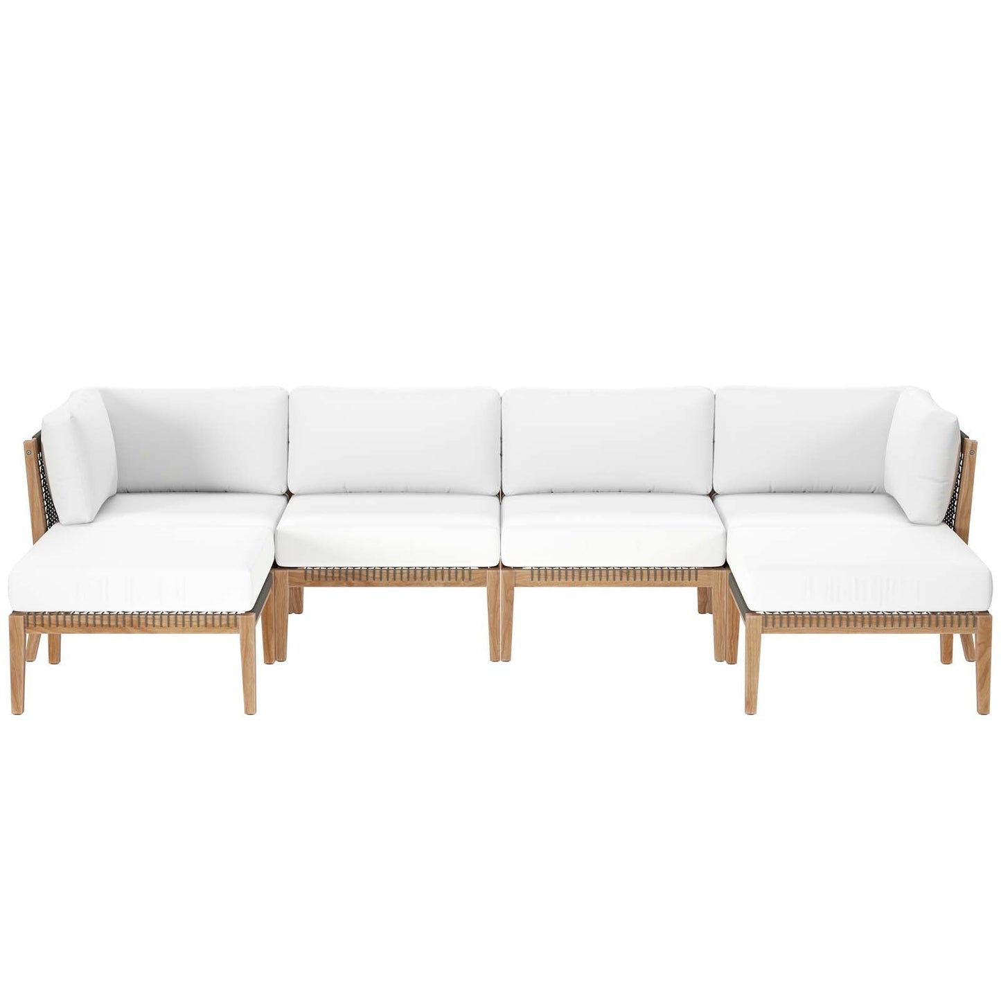 Clearwater Outdoor Patio Teak Wood 6-Piece Sectional Sofa By Modway - EEI-6122 | Outdoor Sofas, Loveseats & Sectionals - 40