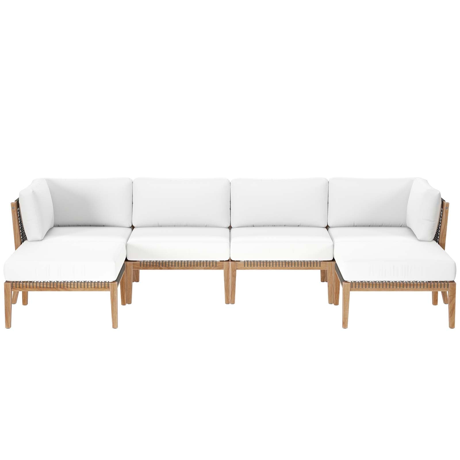 Clearwater Outdoor Patio Teak Wood 6-Piece Sectional Sofa By Modway - EEI-6122 | Outdoor Sofas, Loveseats & Sectionals - 40