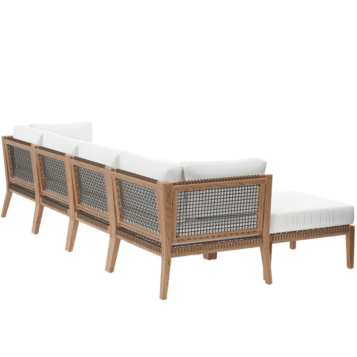 Clearwater Outdoor Patio Teak Wood 6-Piece Sectional Sofa By Modway - EEI-6122 | Outdoor Sofas, Loveseats & Sectionals - 46