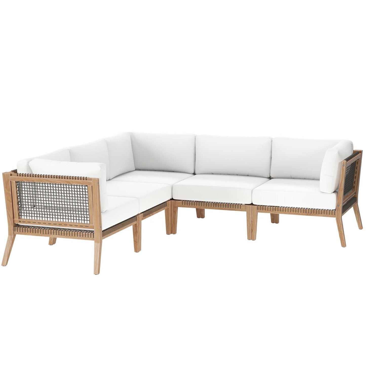 Clearwater Outdoor Patio Teak Wood 5-Piece Sectional Sofa By Modway - EEI-6123 | Outdoor Sofas, Loveseats & Sectionals - 31