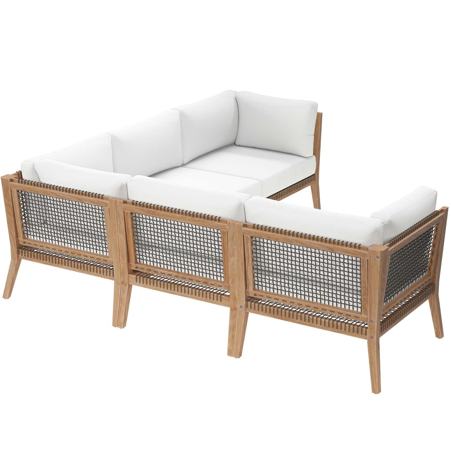 Clearwater Outdoor Patio Teak Wood 5-Piece Sectional Sofa By Modway - EEI-6123 | Outdoor Sofas, Loveseats & Sectionals - 34
