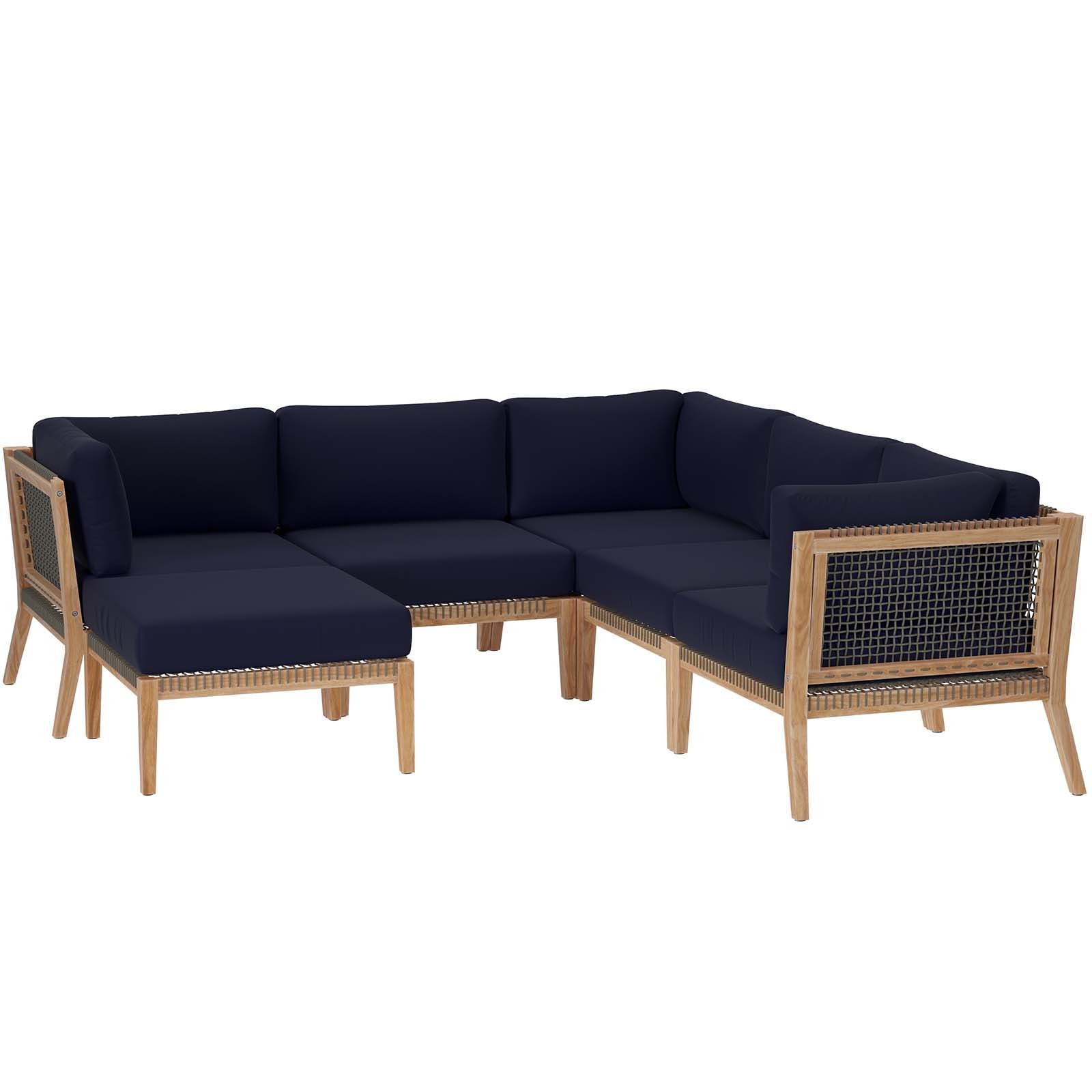 Clearwater Outdoor Patio Teak Wood 6-Piece Sectional Sofa By Modway - EEI-6124 | Outdoor Sofas, Loveseats & Sectionals - 27