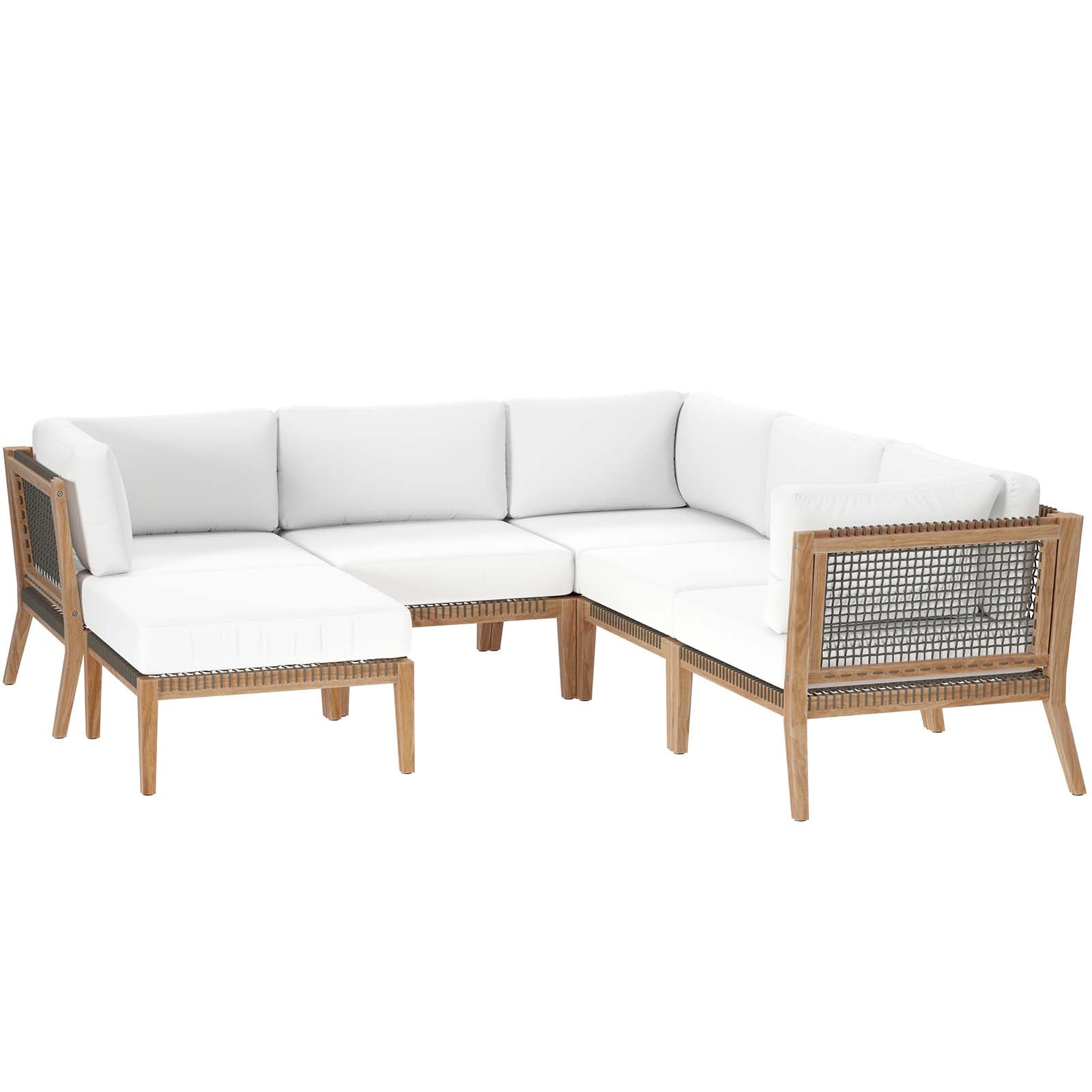Clearwater Outdoor Patio Teak Wood 6-Piece Sectional Sofa By Modway - EEI-6124 | Outdoor Sofas, Loveseats & Sectionals - 40