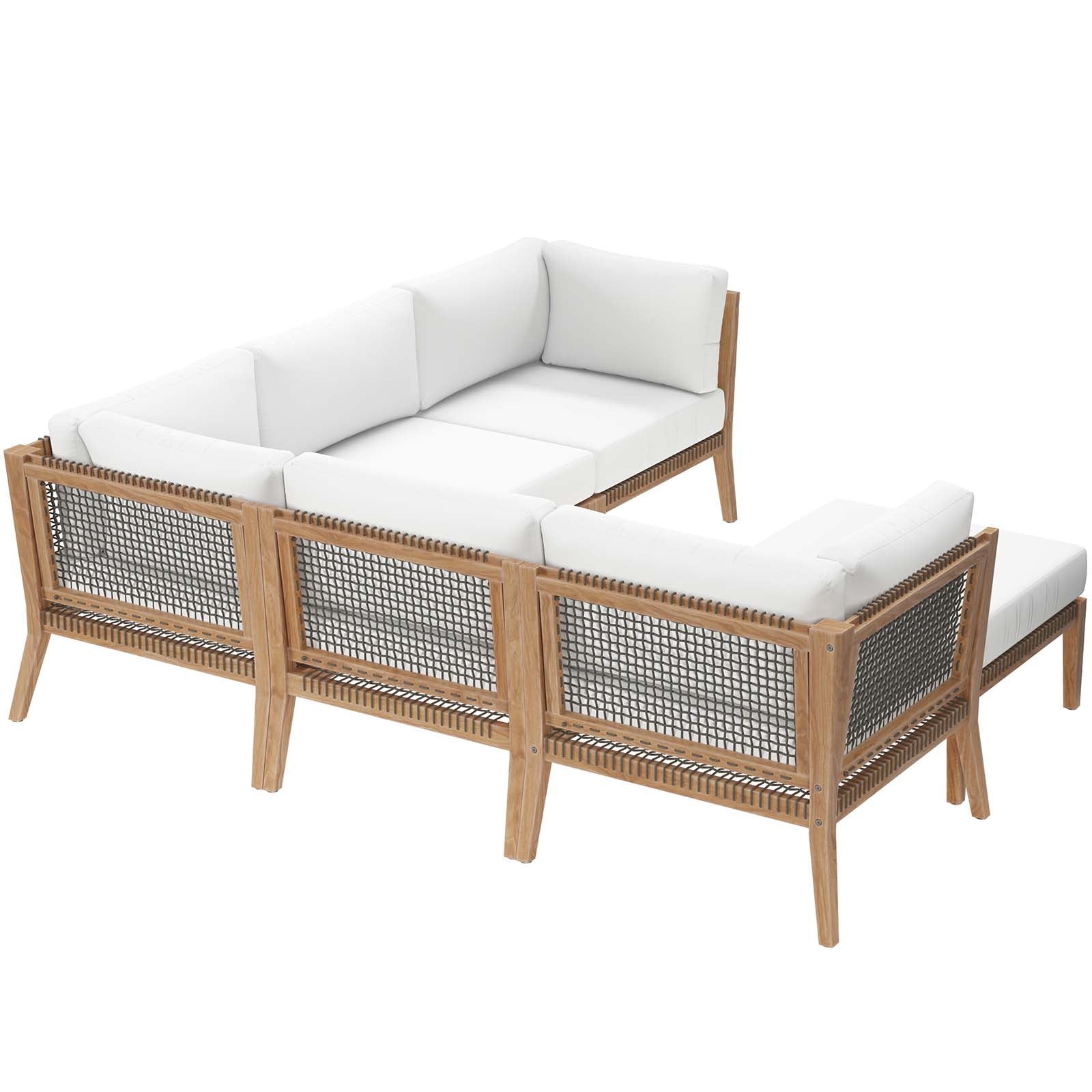Clearwater Outdoor Patio Teak Wood 6-Piece Sectional Sofa By Modway - EEI-6124 | Outdoor Sofas, Loveseats & Sectionals - 46