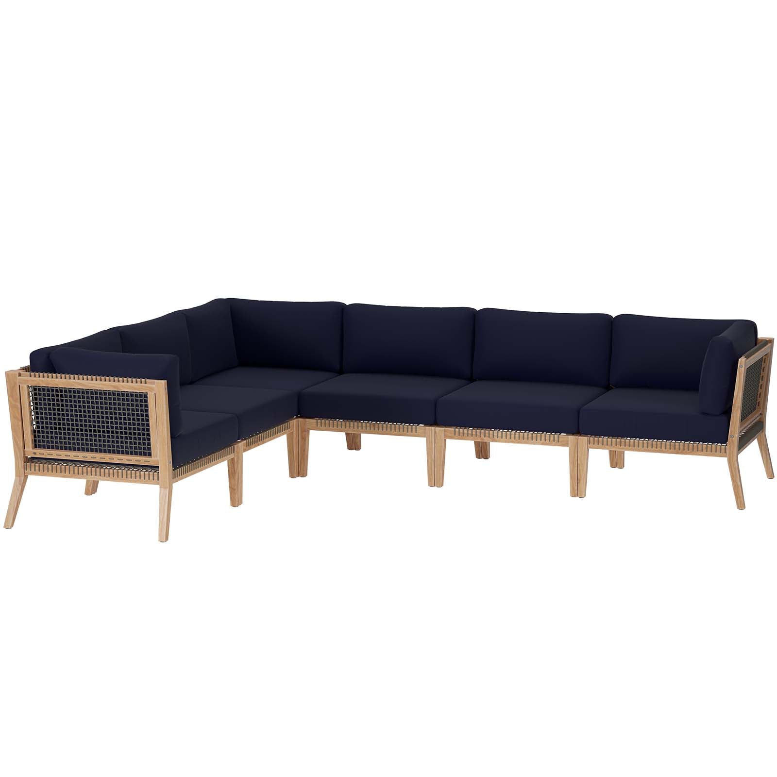 Clearwater Outdoor Patio Teak Wood 6-Piece Sectional Sofa By Modway - EEI-6125 | Outdoor Sofas, Loveseats & Sectionals - 21