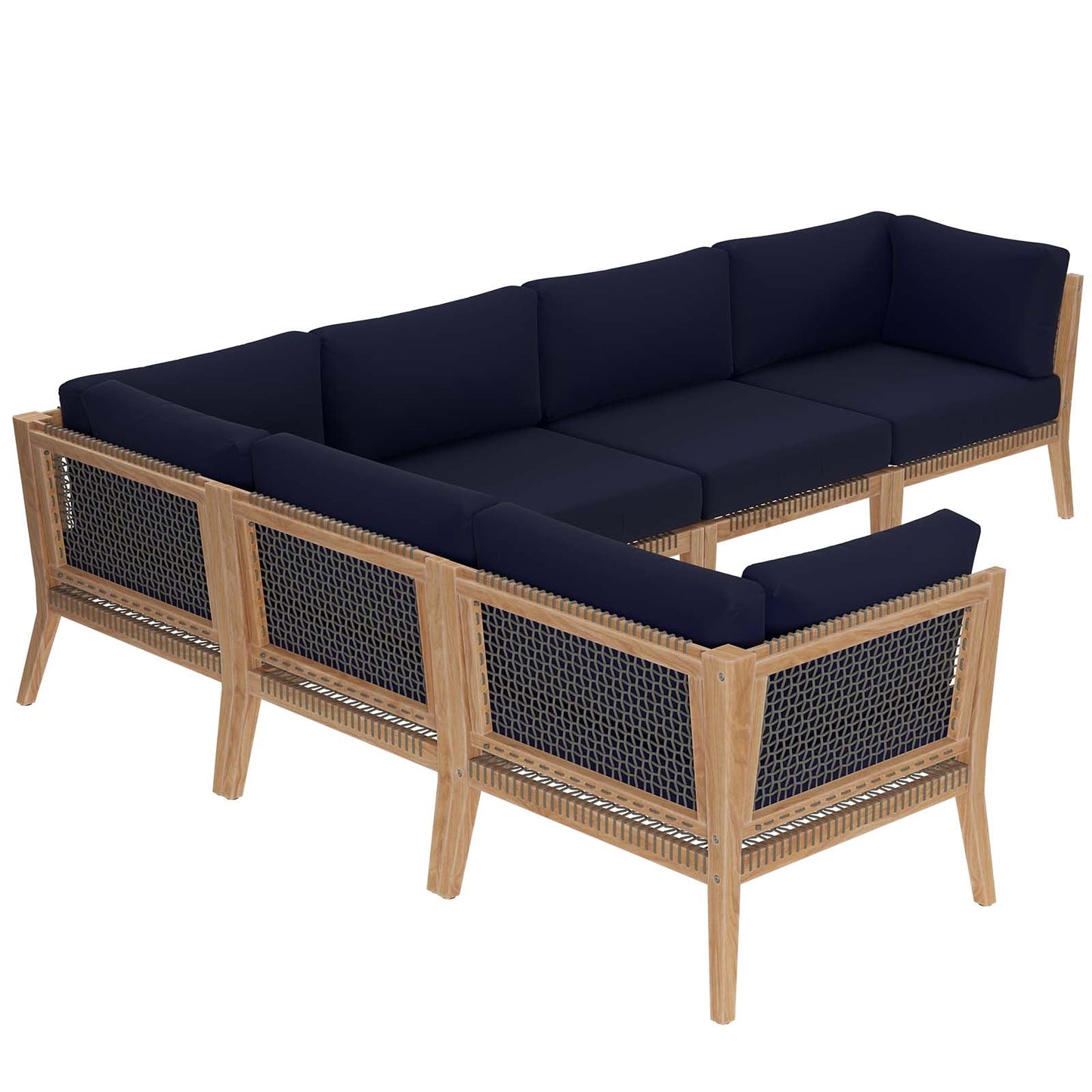 Clearwater Outdoor Patio Teak Wood 6-Piece Sectional Sofa By Modway - EEI-6125 | Outdoor Sofas, Loveseats & Sectionals - 24