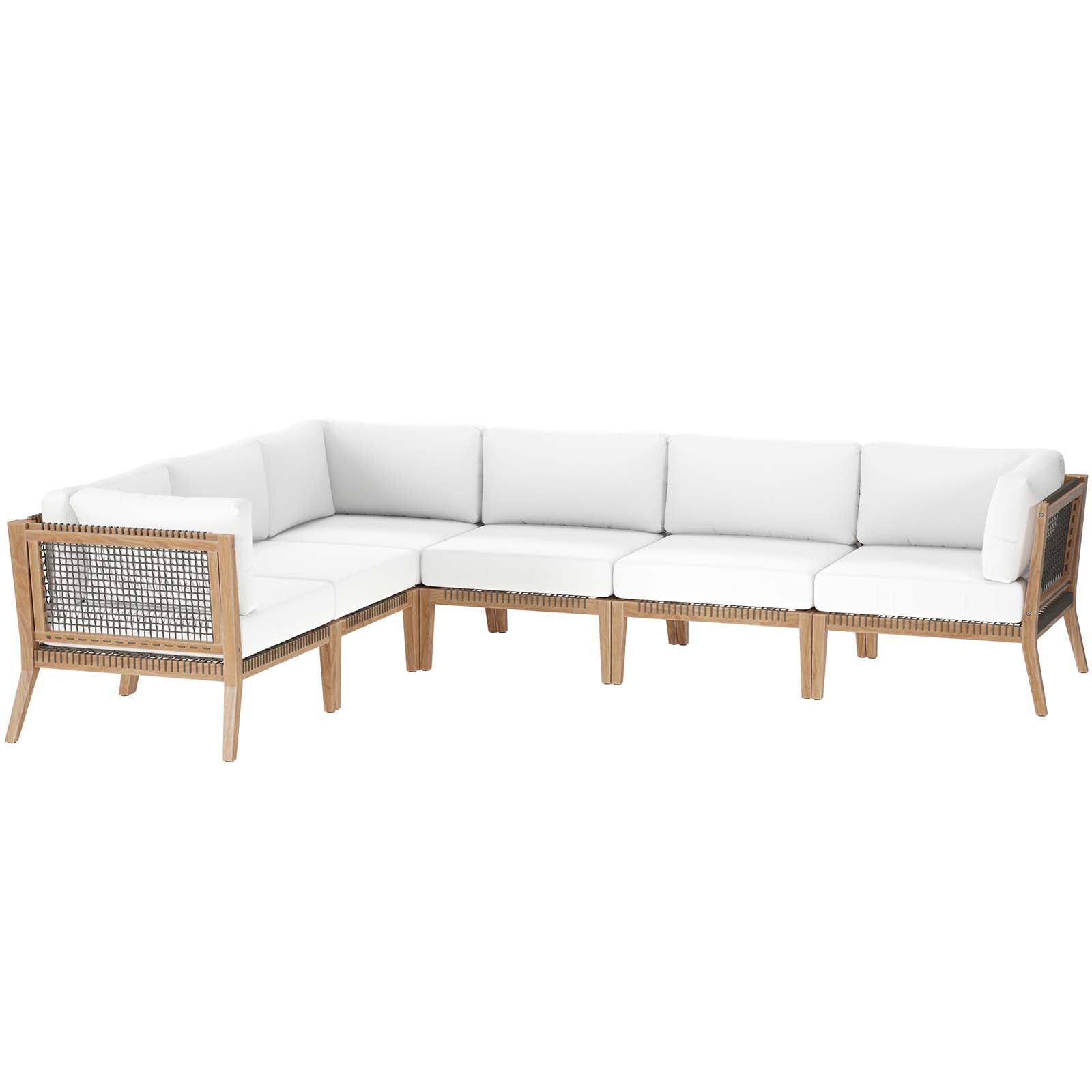 Clearwater Outdoor Patio Teak Wood 6-Piece Sectional Sofa By Modway - EEI-6125 | Outdoor Sofas, Loveseats & Sectionals - 31