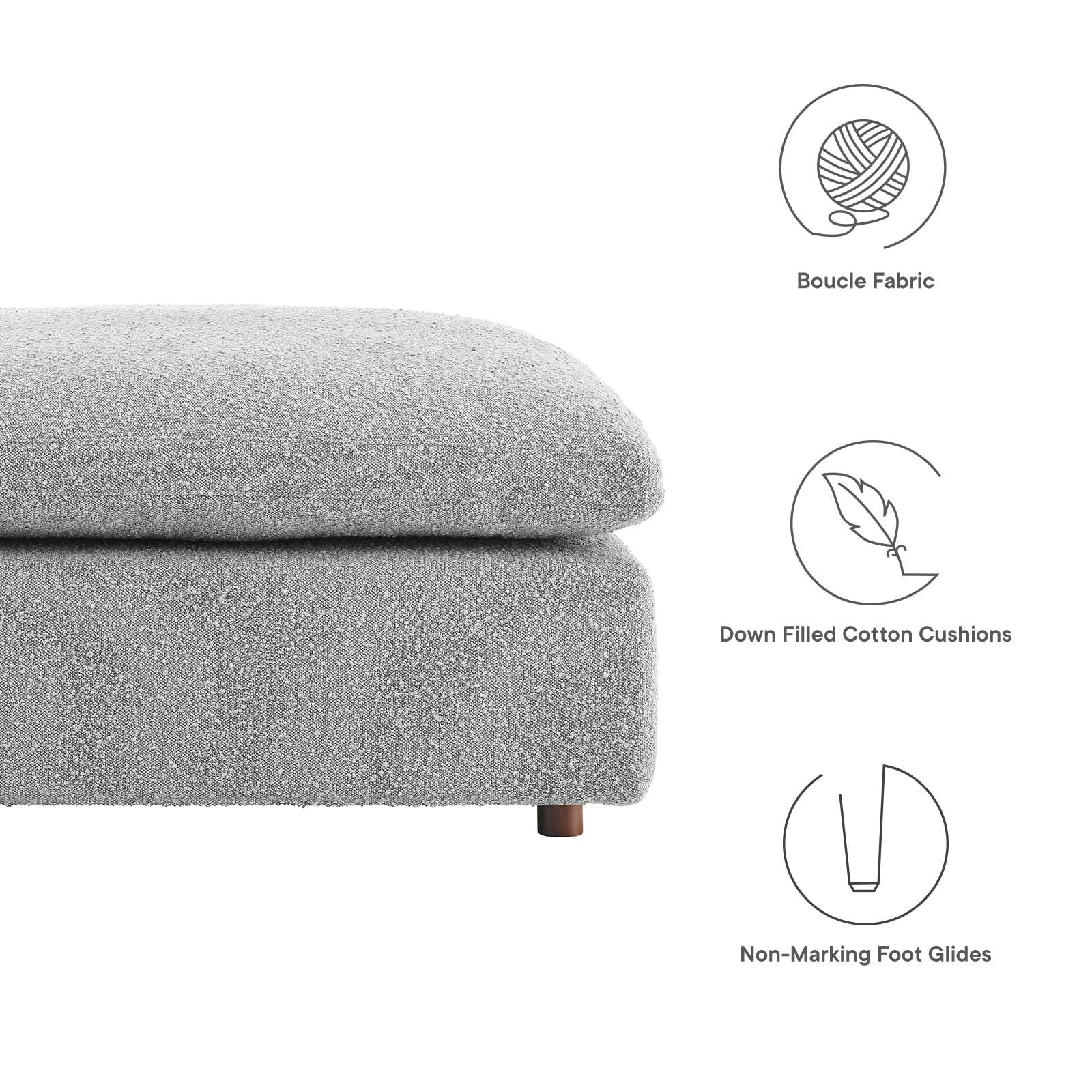 Commix Down Filled Overstuffed Boucle Fabric Ottoman By Modway - EEI-6258 | Ottomans - 22