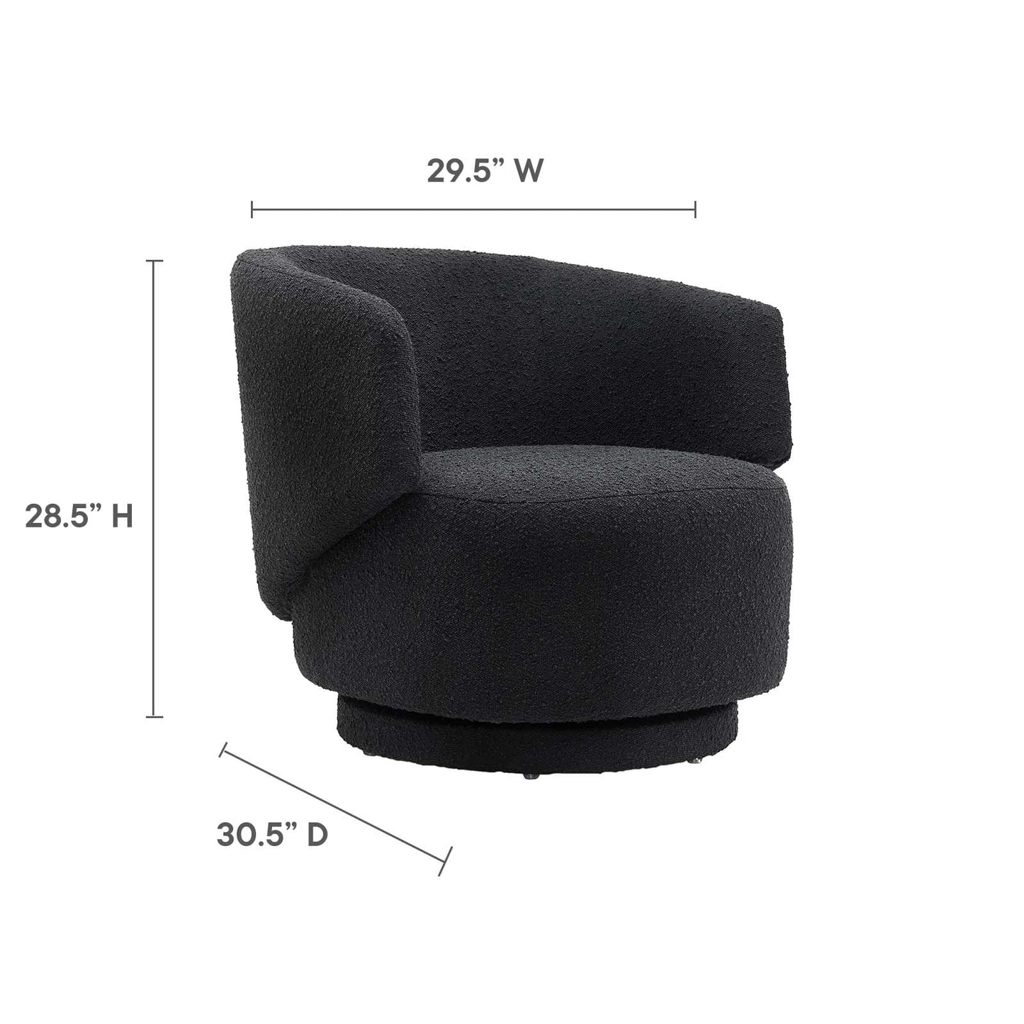 Celestia Boucle Fabric Fabric and Wood Swivel Chair By Modway - EEI-6357 | Lounge Chairs - 7