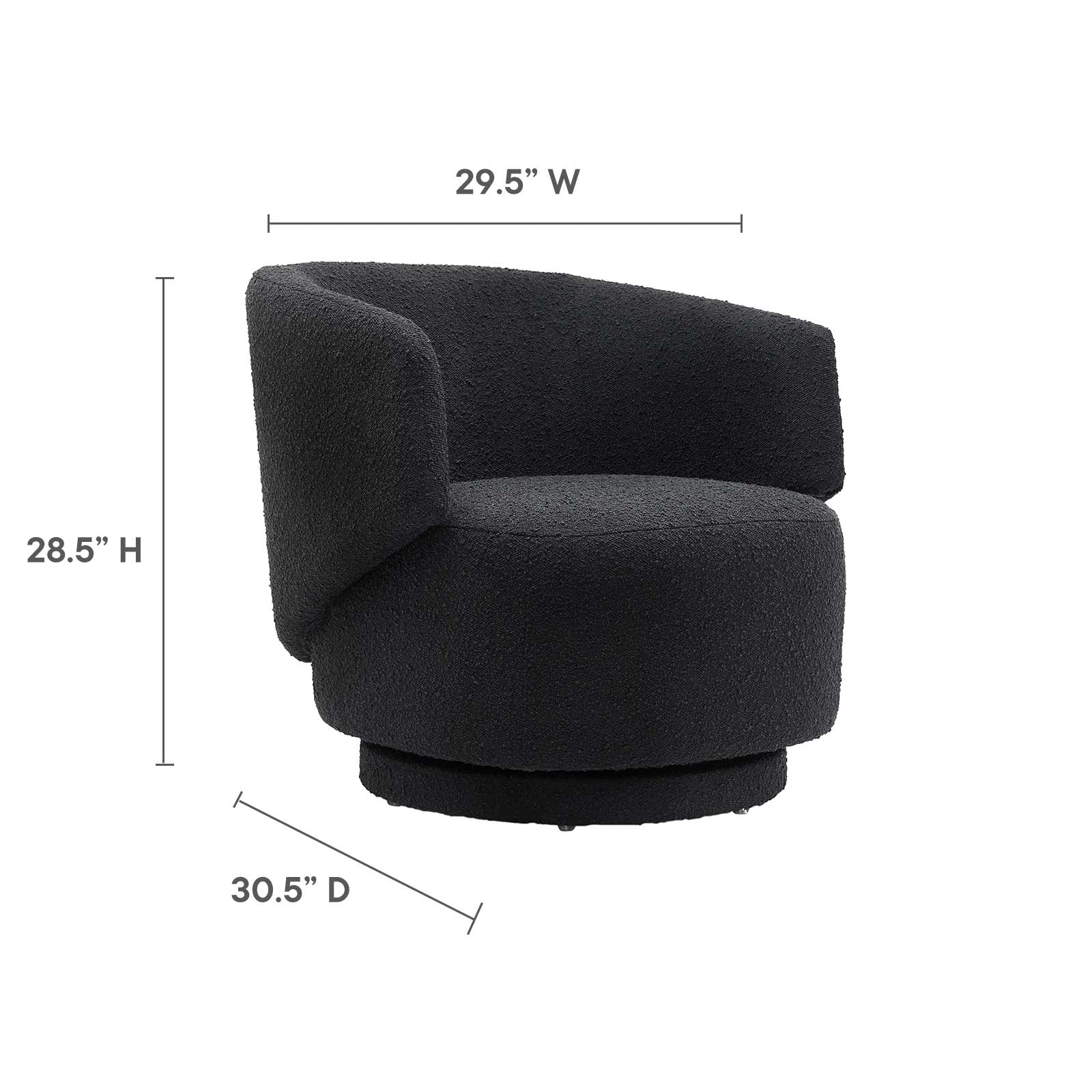 Celestia Boucle Fabric Fabric and Wood Swivel Chair By Modway - EEI-6357 | Lounge Chairs - 7