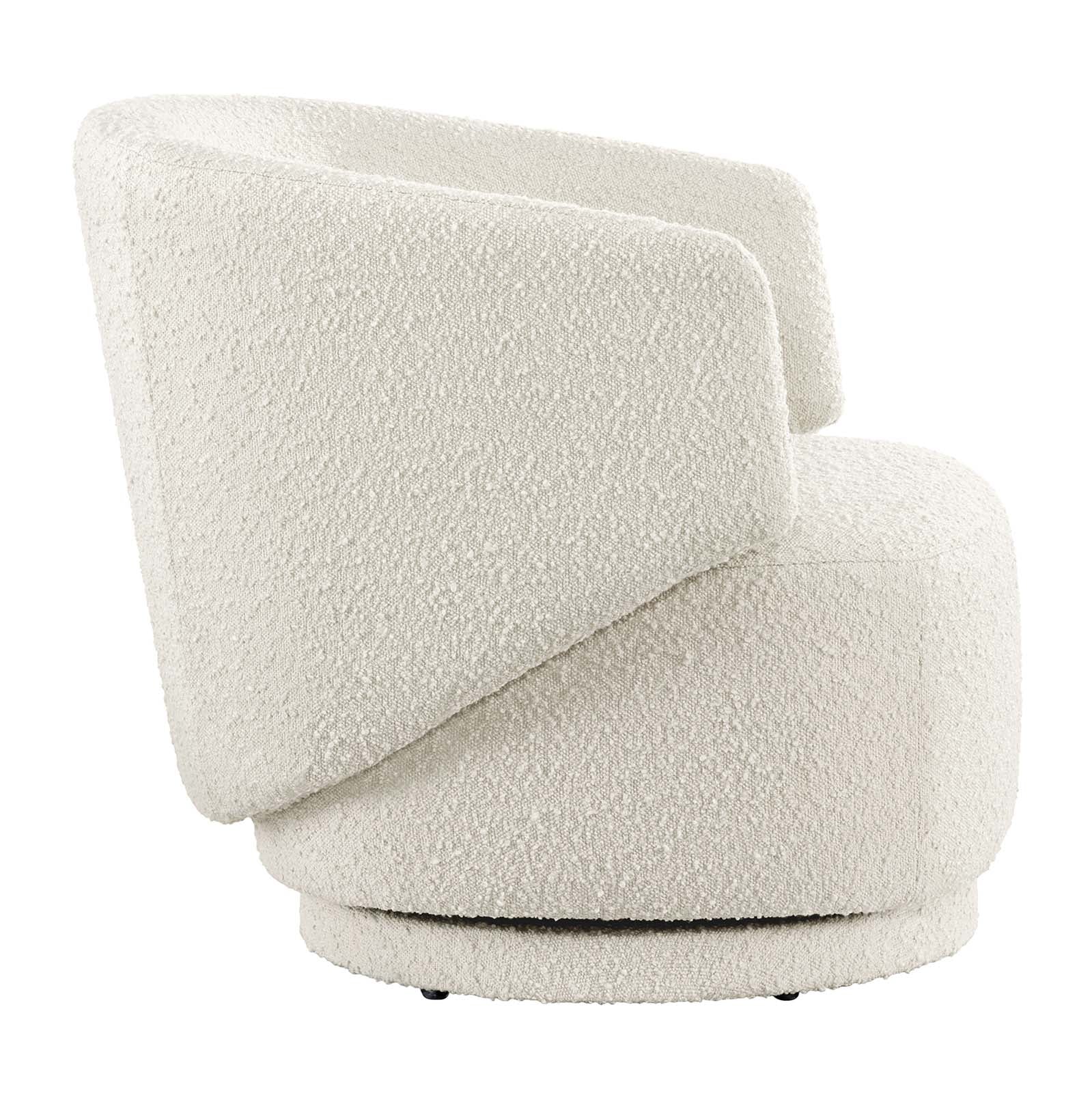 Celestia Boucle Fabric Fabric and Wood Swivel Chair By Modway - EEI-6357 | Lounge Chairs - 10