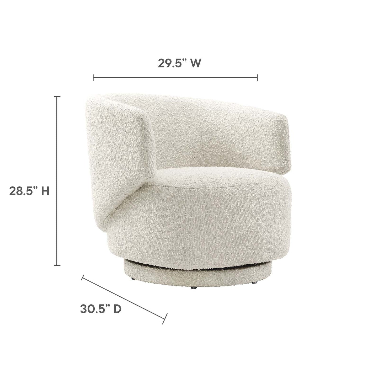 Celestia Boucle Fabric Fabric and Wood Swivel Chair By Modway - EEI-6357 | Lounge Chairs - 15