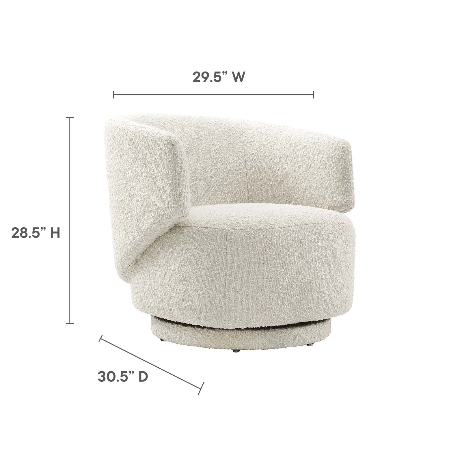 Celestia Boucle Fabric Fabric and Wood Swivel Chair By Modway - EEI-6357 | Lounge Chairs - 15