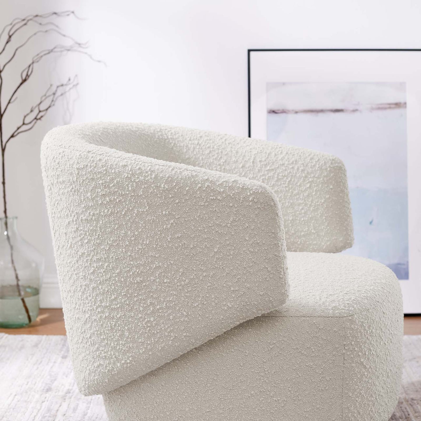 Celestia Boucle Fabric Fabric and Wood Swivel Chair By Modway - EEI-6357 | Lounge Chairs - 16
