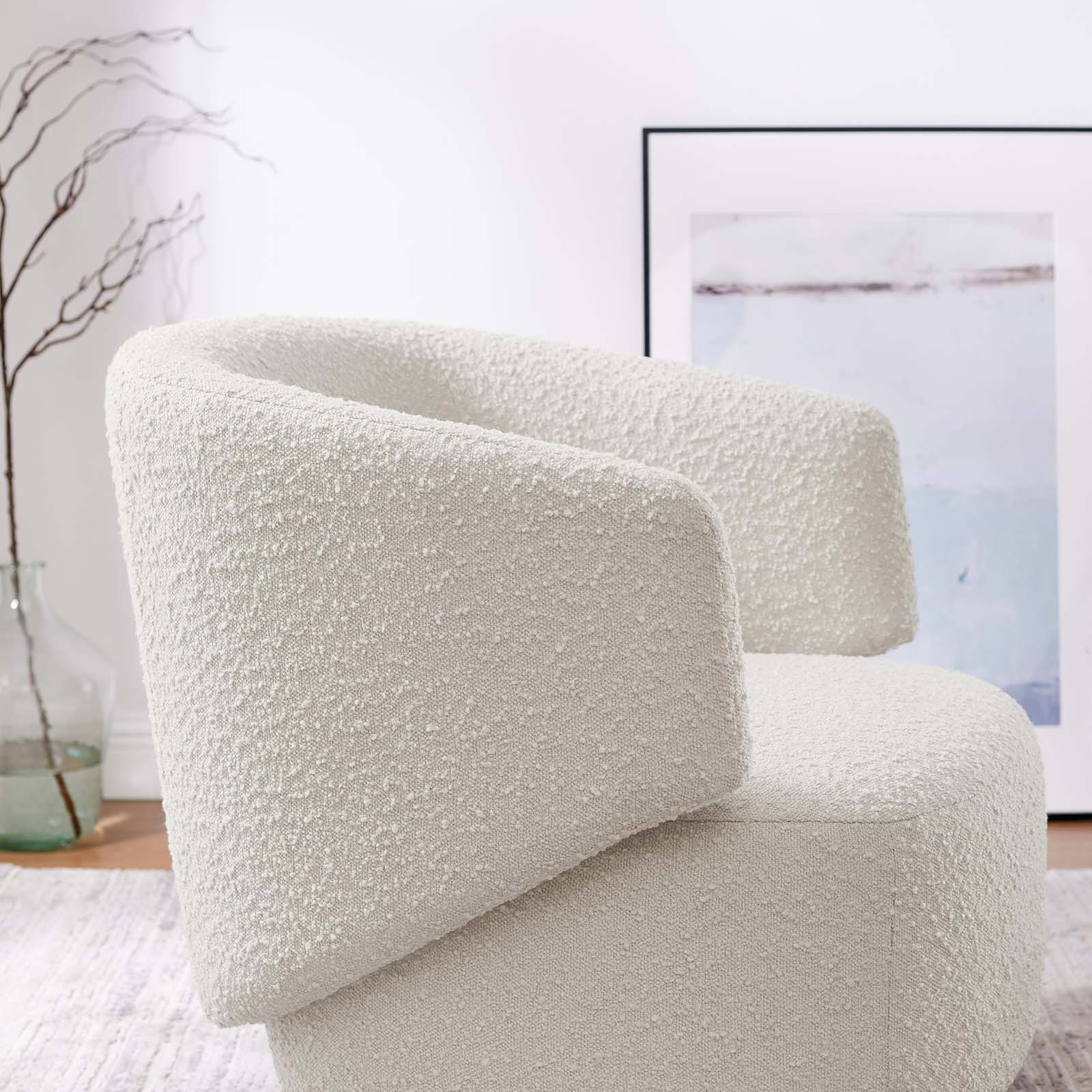 Celestia Boucle Fabric Fabric and Wood Swivel Chair By Modway - EEI-6357 | Lounge Chairs - 16