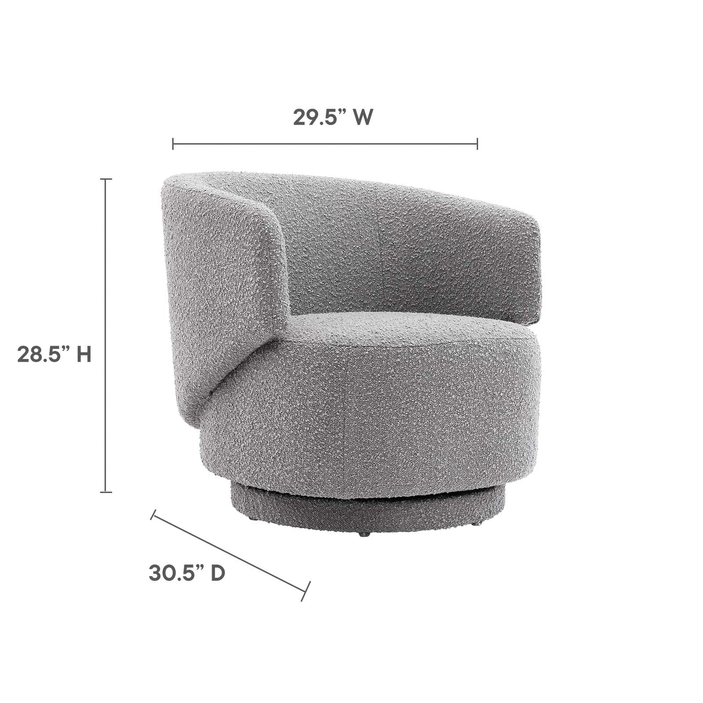 Celestia Boucle Fabric Fabric and Wood Swivel Chair By Modway - EEI-6357 | Lounge Chairs - 23