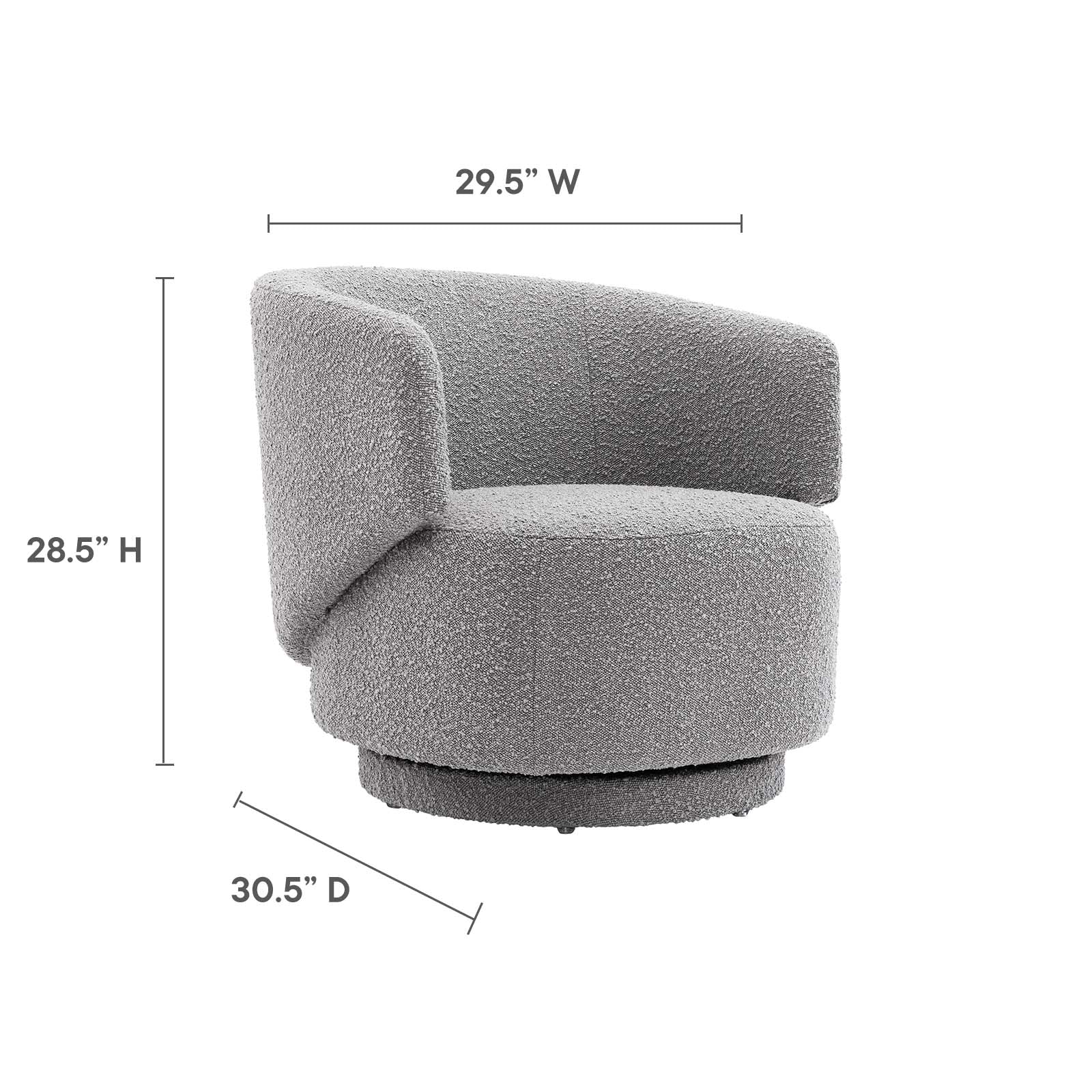 Celestia Boucle Fabric Fabric and Wood Swivel Chair By Modway - EEI-6357 | Lounge Chairs - 23