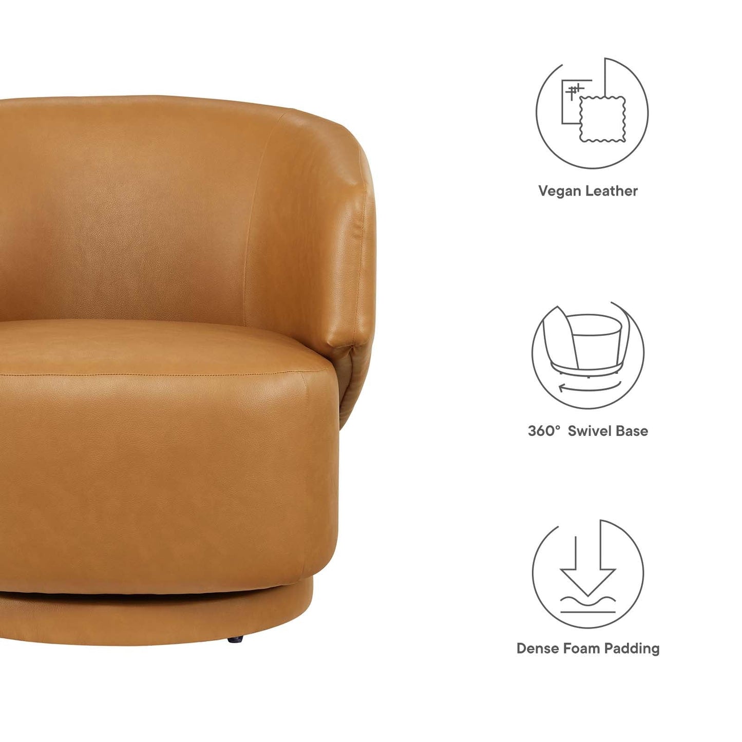 Celestia Vegan Leather Fabric and Wood Swivel Chair By Modway - EEI-6358 | Lounge Chairs - 7