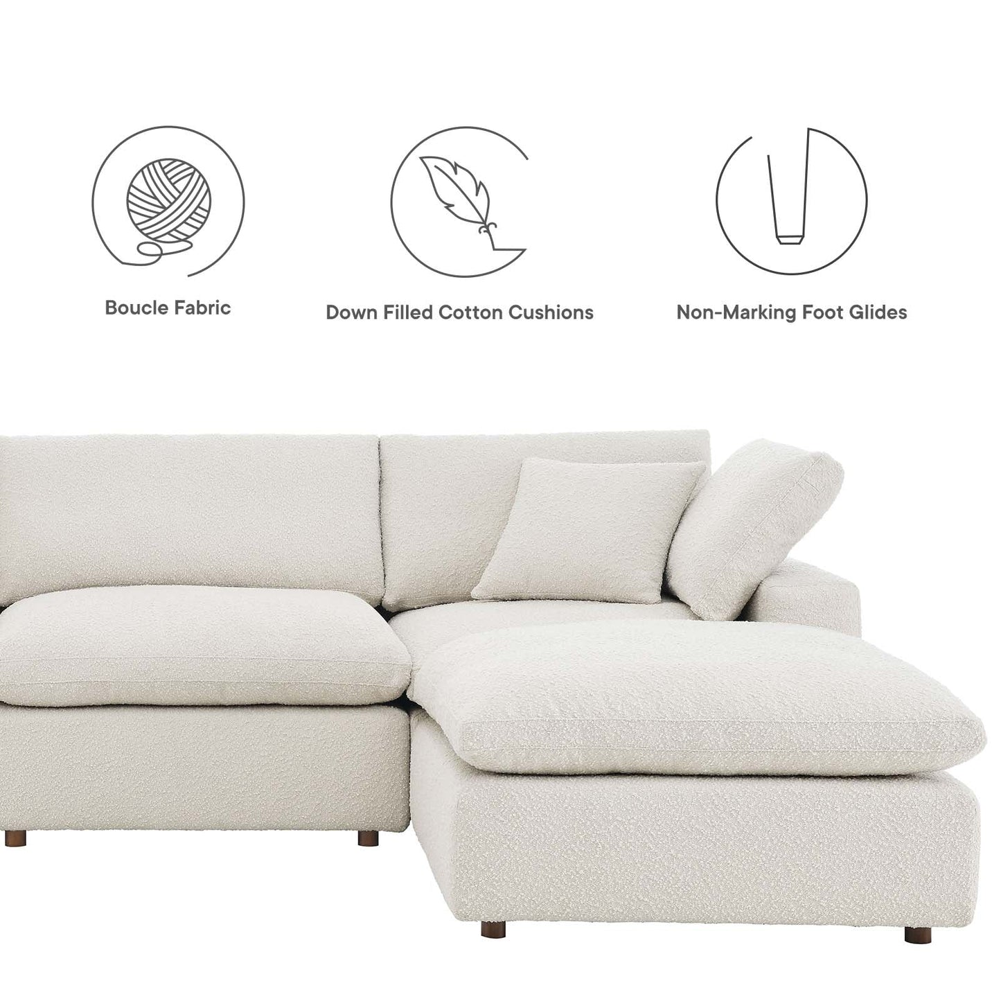 Commix Down Filled Overstuffed Boucle Fabric 5-Piece Sectional Sofa By Modway - EEI-6365 | Sectional - 8