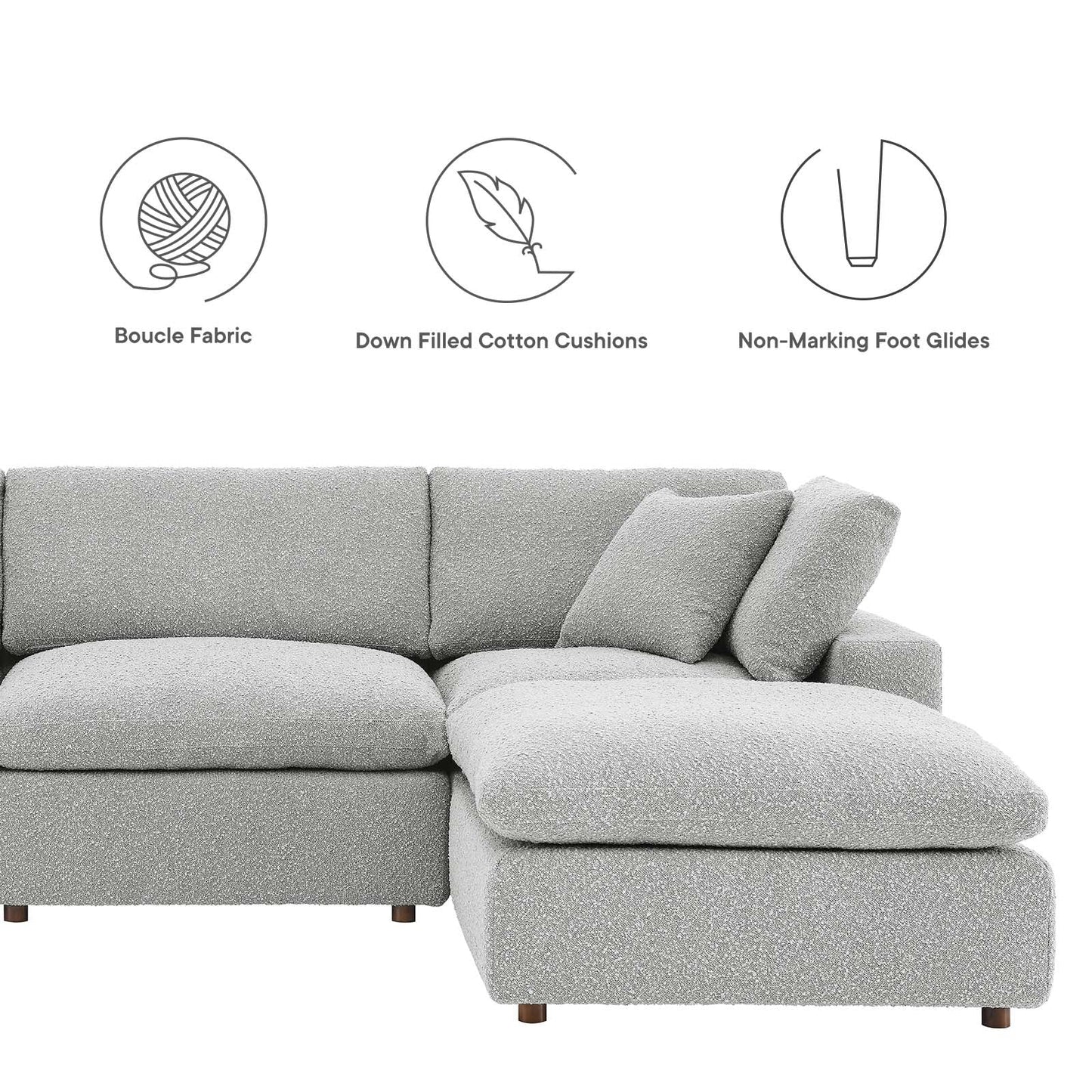 Commix Down Filled Overstuffed Boucle Fabric 5-Piece Sectional Sofa By Modway - EEI-6365 | Sectional - 13