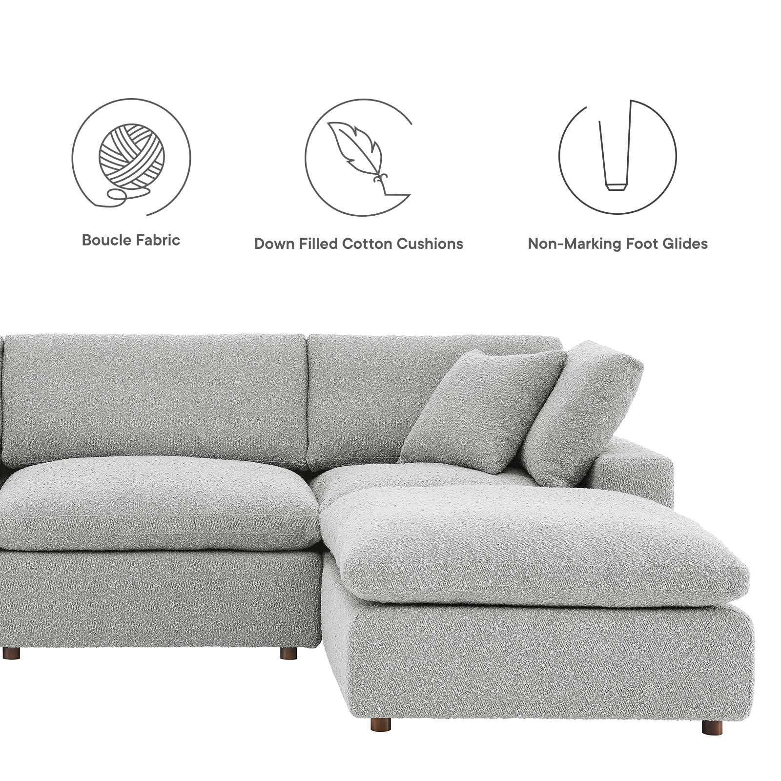 Commix Down Filled Overstuffed Boucle 6-Piece Sectional Sofa By Modway - EEI-6366 | Sectional - 13