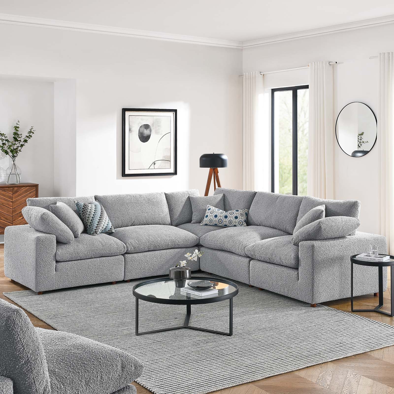 Commix Down Filled Overstuffed Boucle 5-Piece Sectional Sofa By Modway - EEI-6368 | Sectional - 15