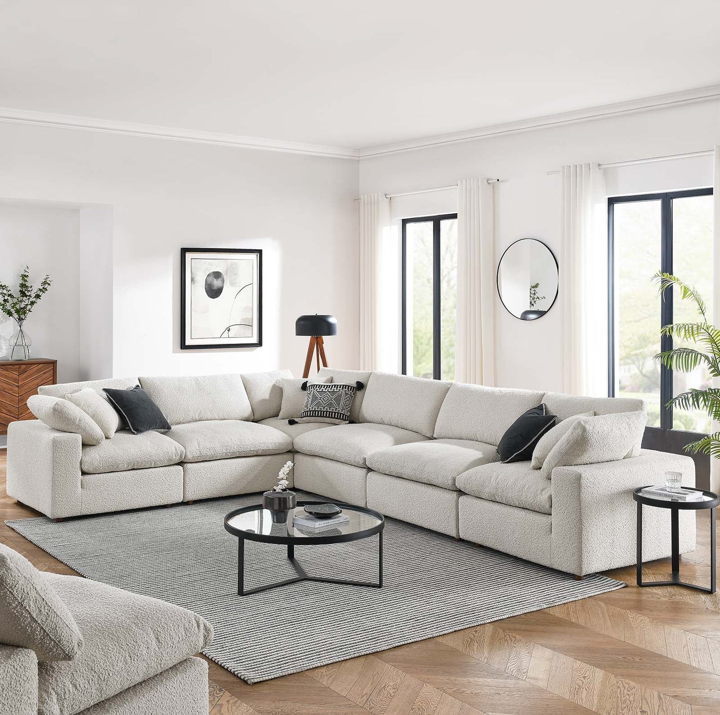 Commix Down Filled Overstuffed Boucle Fabric 6-Piece Sectional Sofa By Modway - EEI-6369 | Sectional - 10