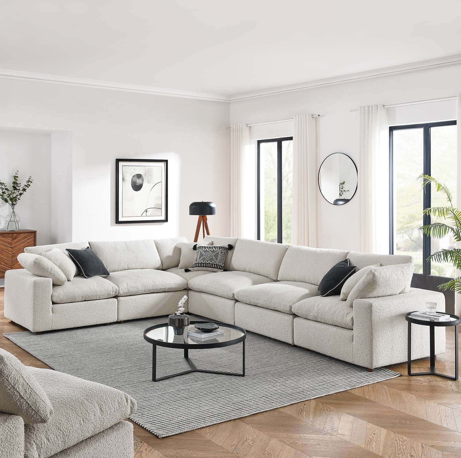 Commix Down Filled Overstuffed Boucle Fabric 6-Piece Sectional Sofa By Modway - EEI-6369 | Sectional - 10